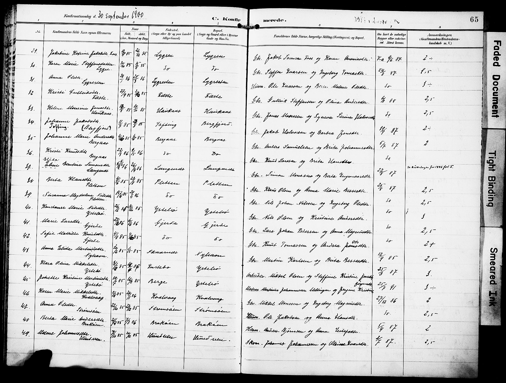 Lindås Sokneprestembete, SAB/A-76701/H/Haa: Parish register (official) no. E 2, 1897-1912, p. 65
