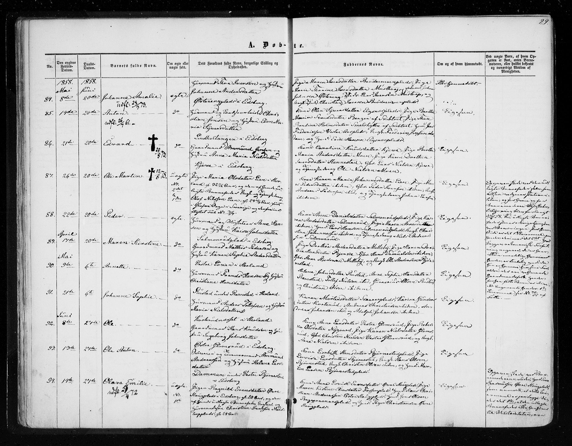 Eidsberg prestekontor Kirkebøker, AV/SAO-A-10905/F/Fa/L0010.a: Parish register (official) no. I 10A, 1857-1866, p. 29
