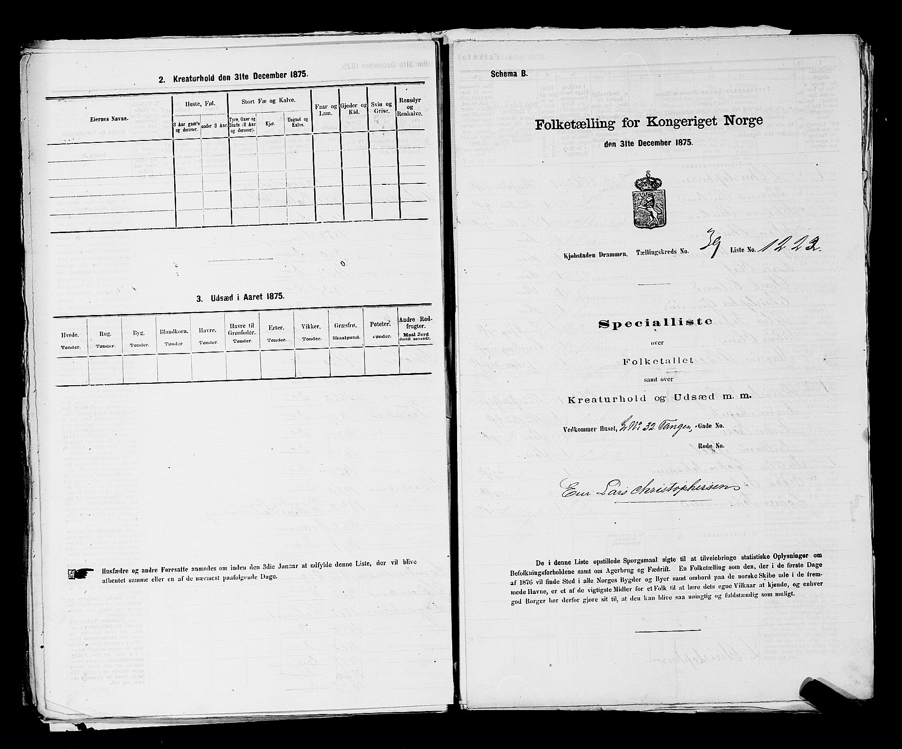 SAKO, 1875 census for 0602 Drammen, 1875, p. 3364