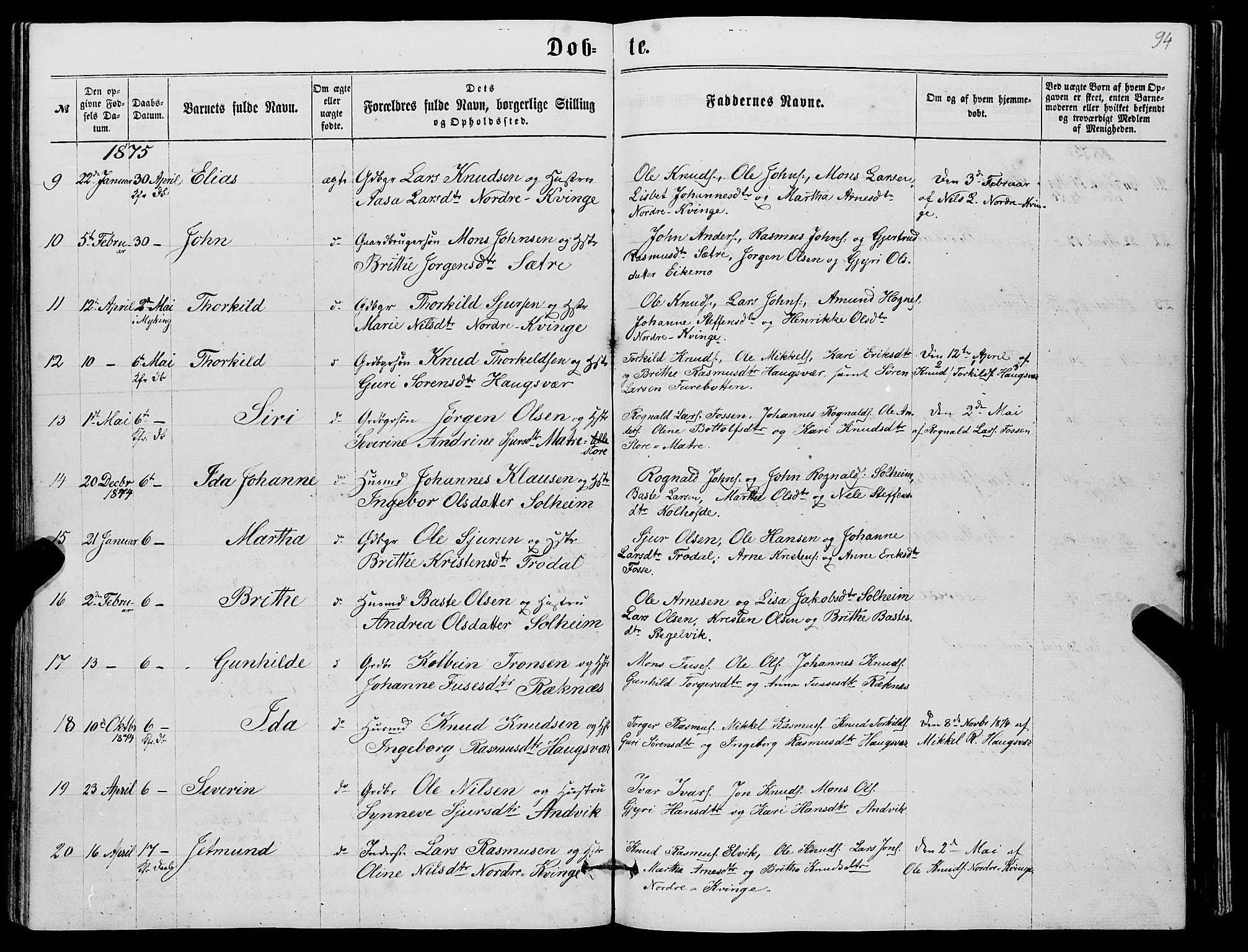 Masfjorden Sokneprestembete, AV/SAB-A-77001: Parish register (copy) no. A 1, 1851-1875, p. 94