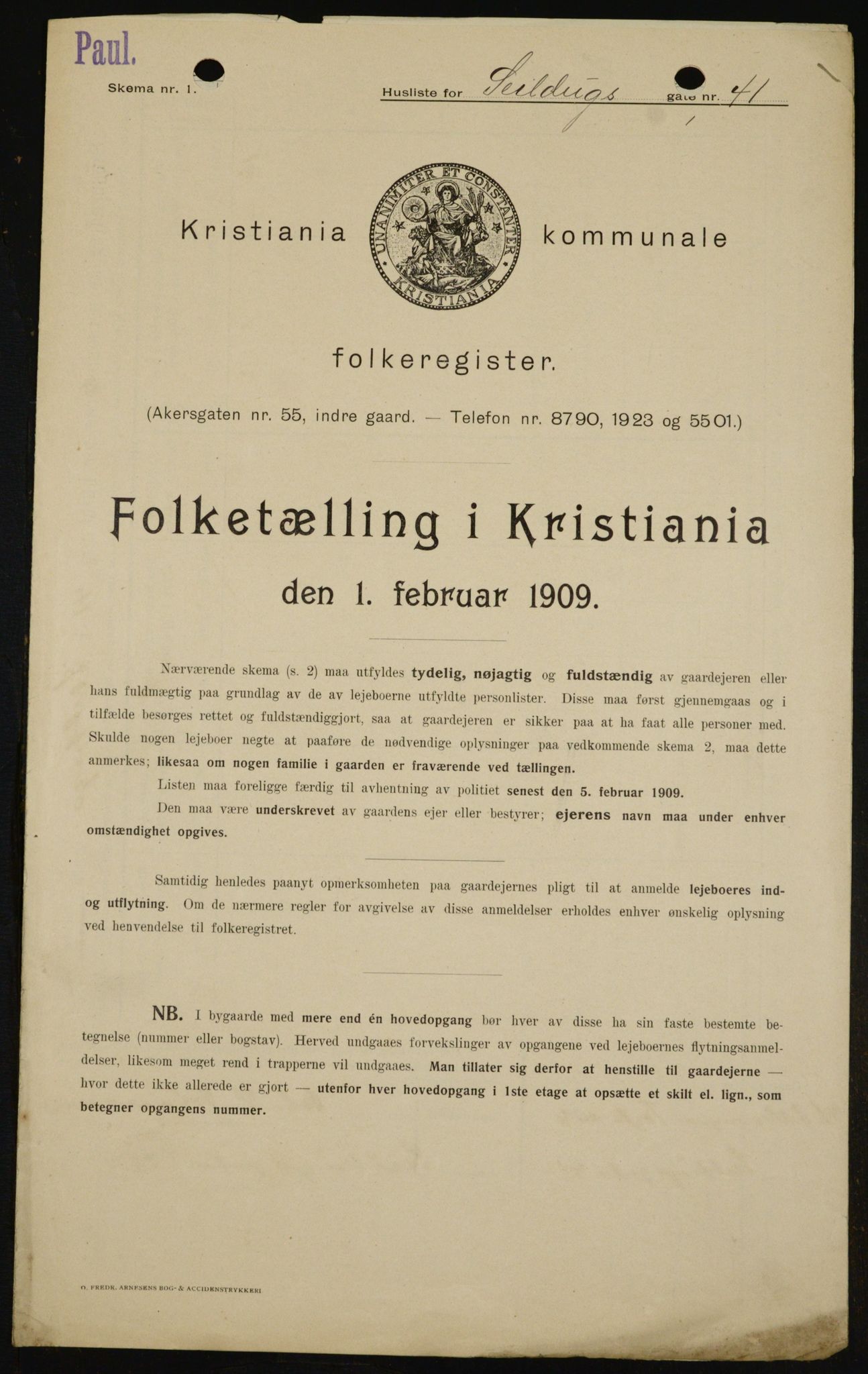 OBA, Municipal Census 1909 for Kristiania, 1909, p. 85872