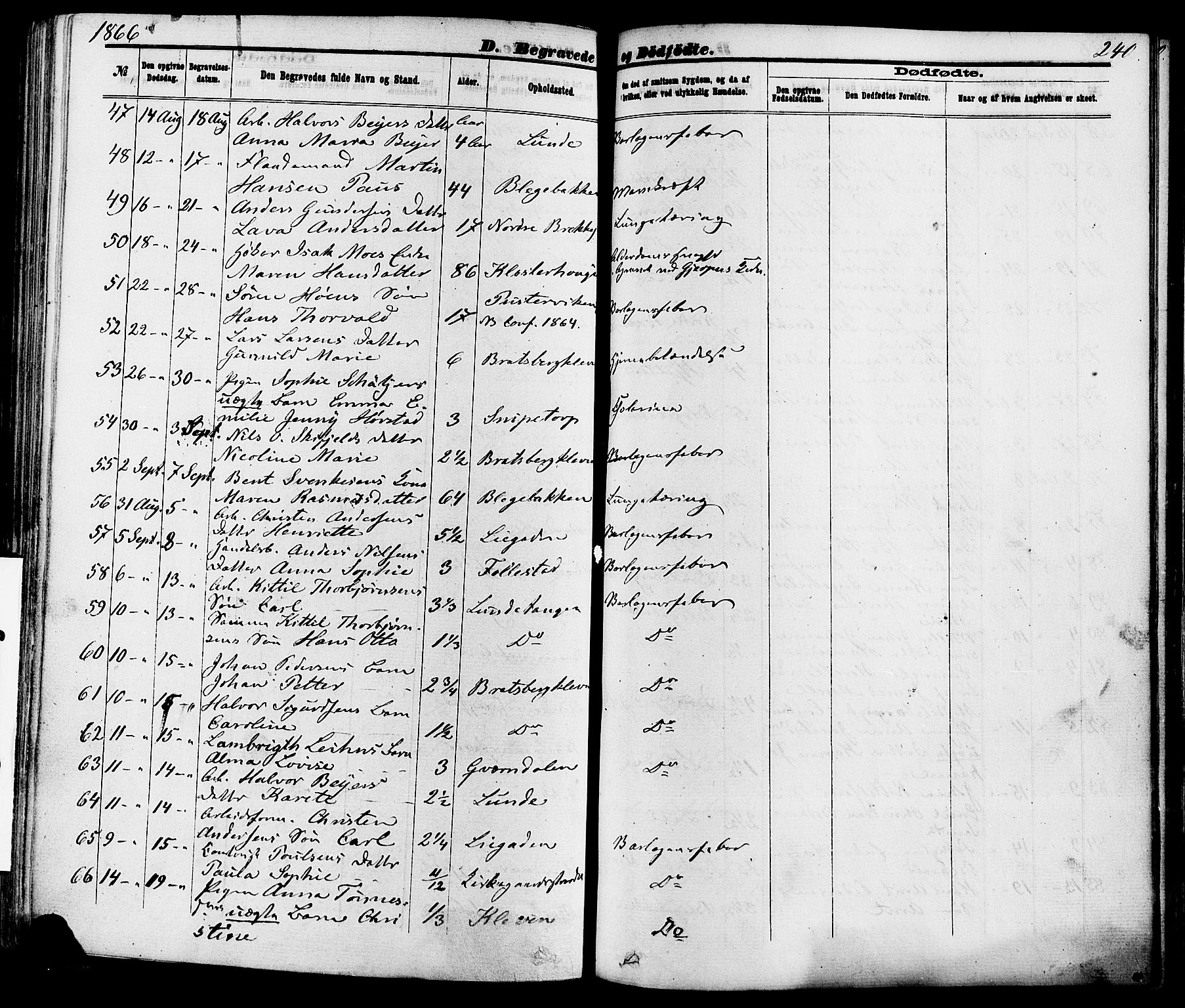 Skien kirkebøker, AV/SAKO-A-302/F/Fa/L0008: Parish register (official) no. 8, 1866-1877, p. 240