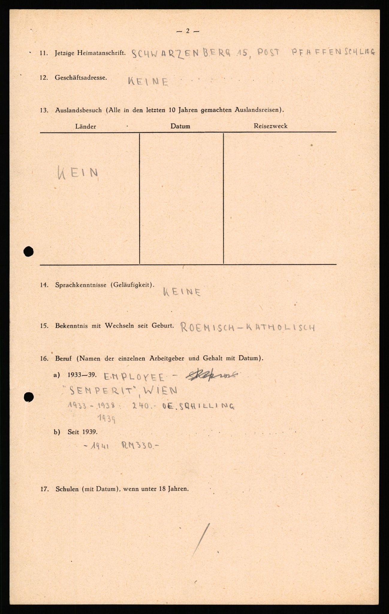 Forsvaret, Forsvarets overkommando II, AV/RA-RAFA-3915/D/Db/L0039: CI Questionaires. Tyske okkupasjonsstyrker i Norge. Østerrikere., 1945-1946, p. 333