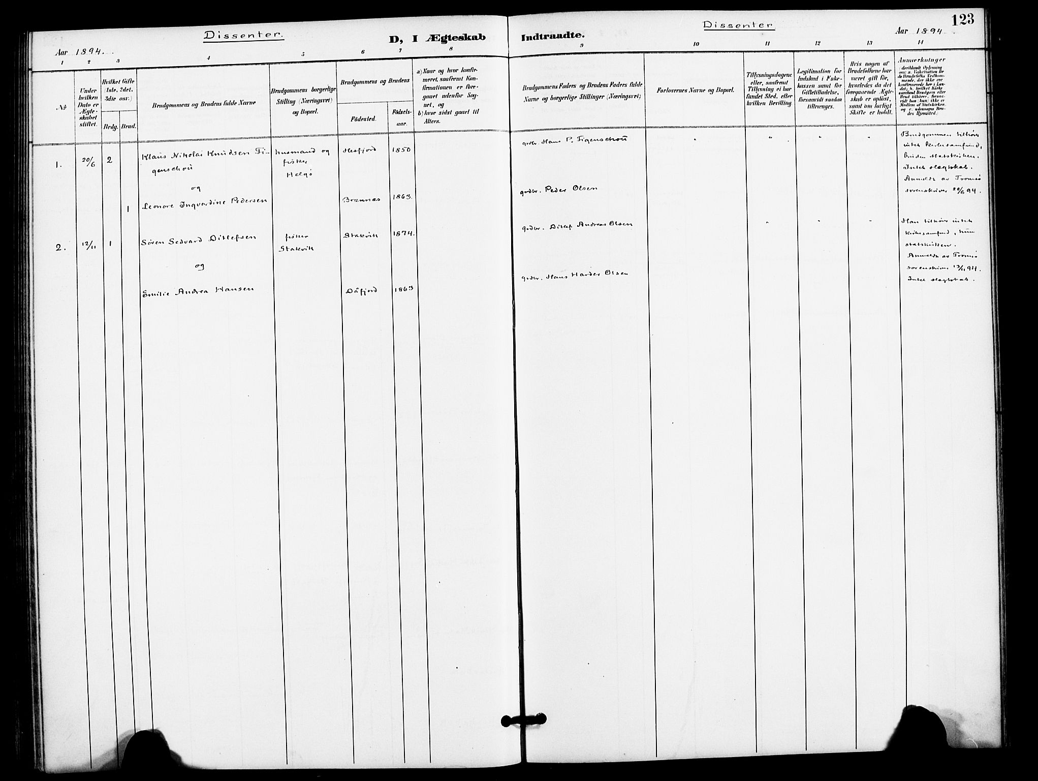 Karlsøy sokneprestembete, SATØ/S-1299/H/Ha/Haa/L0012kirke: Parish register (official) no. 12, 1892-1902, p. 123