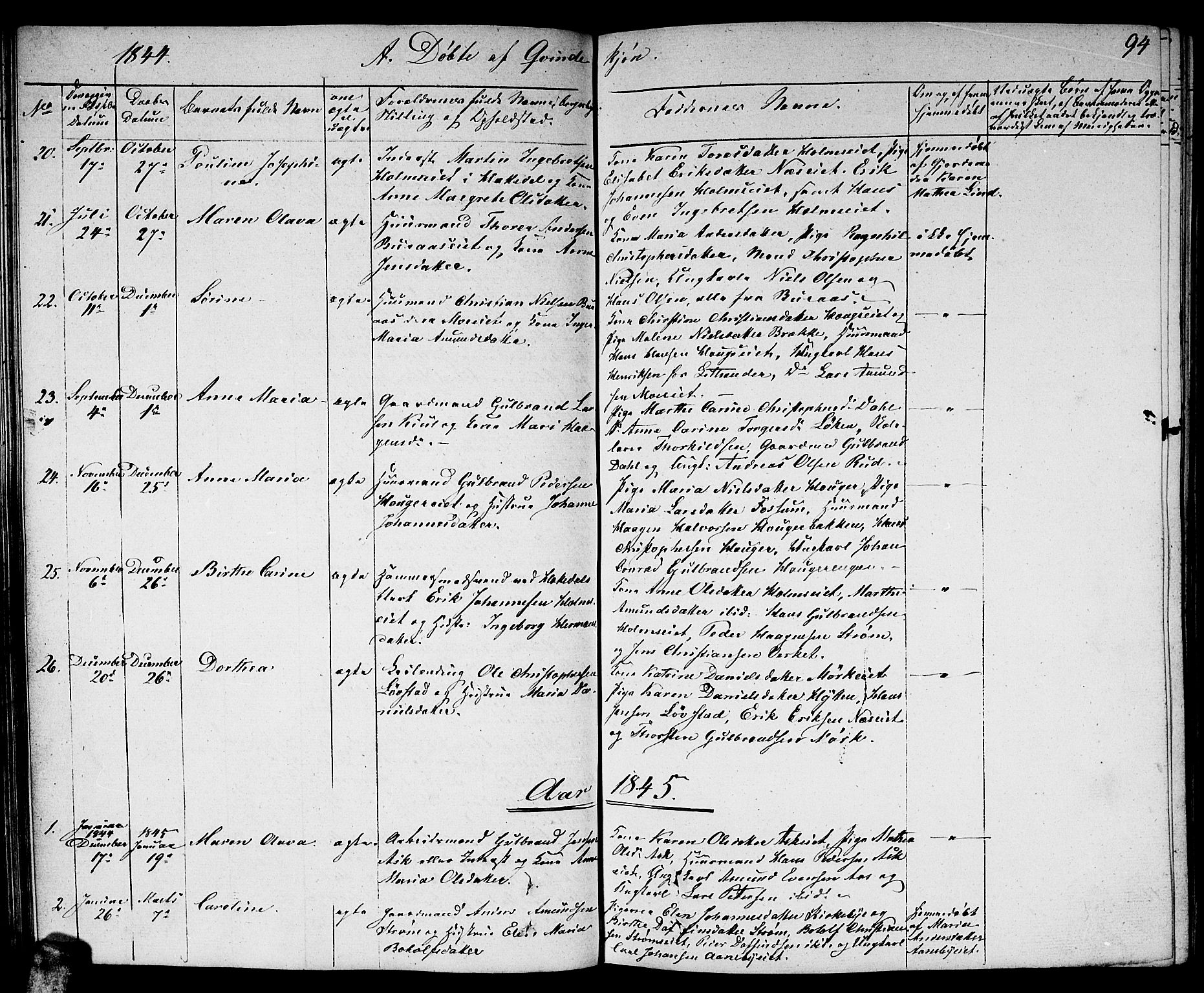 Nittedal prestekontor Kirkebøker, SAO/A-10365a/F/Fa/L0004: Parish register (official) no. I 4, 1836-1849, p. 94