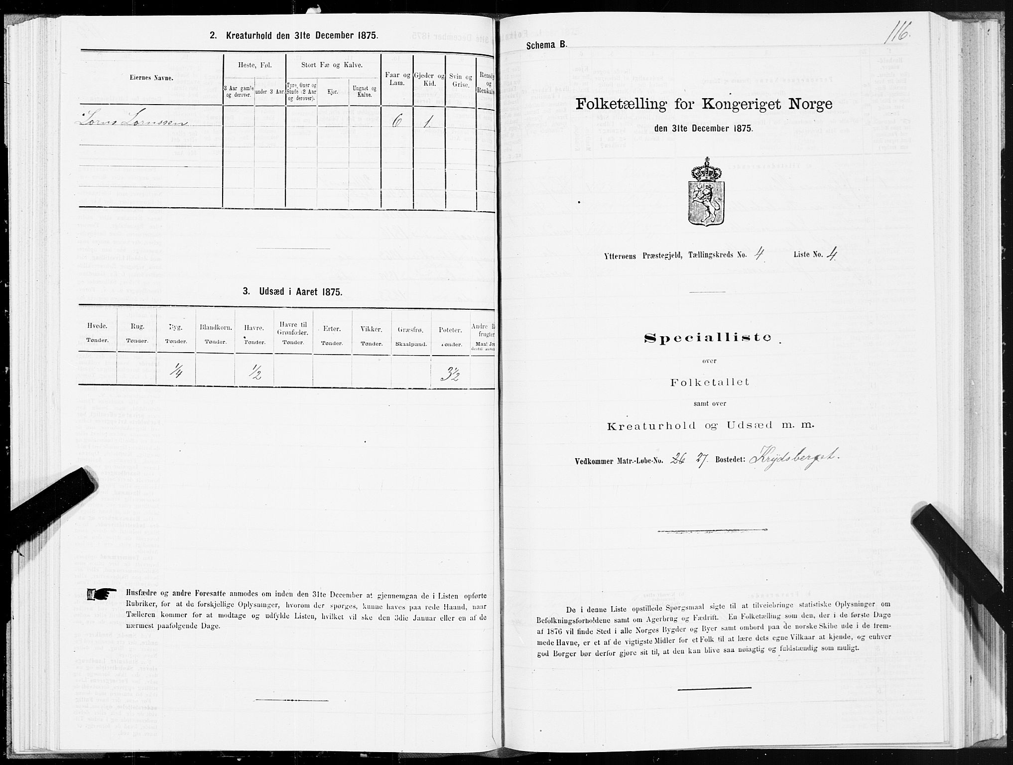 SAT, 1875 census for 1722P Ytterøy, 1875, p. 2116