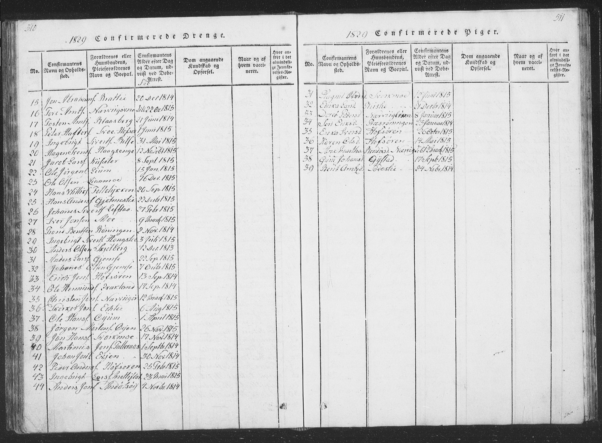 Ministerialprotokoller, klokkerbøker og fødselsregistre - Sør-Trøndelag, SAT/A-1456/668/L0816: Parish register (copy) no. 668C05, 1816-1893, p. 510-511
