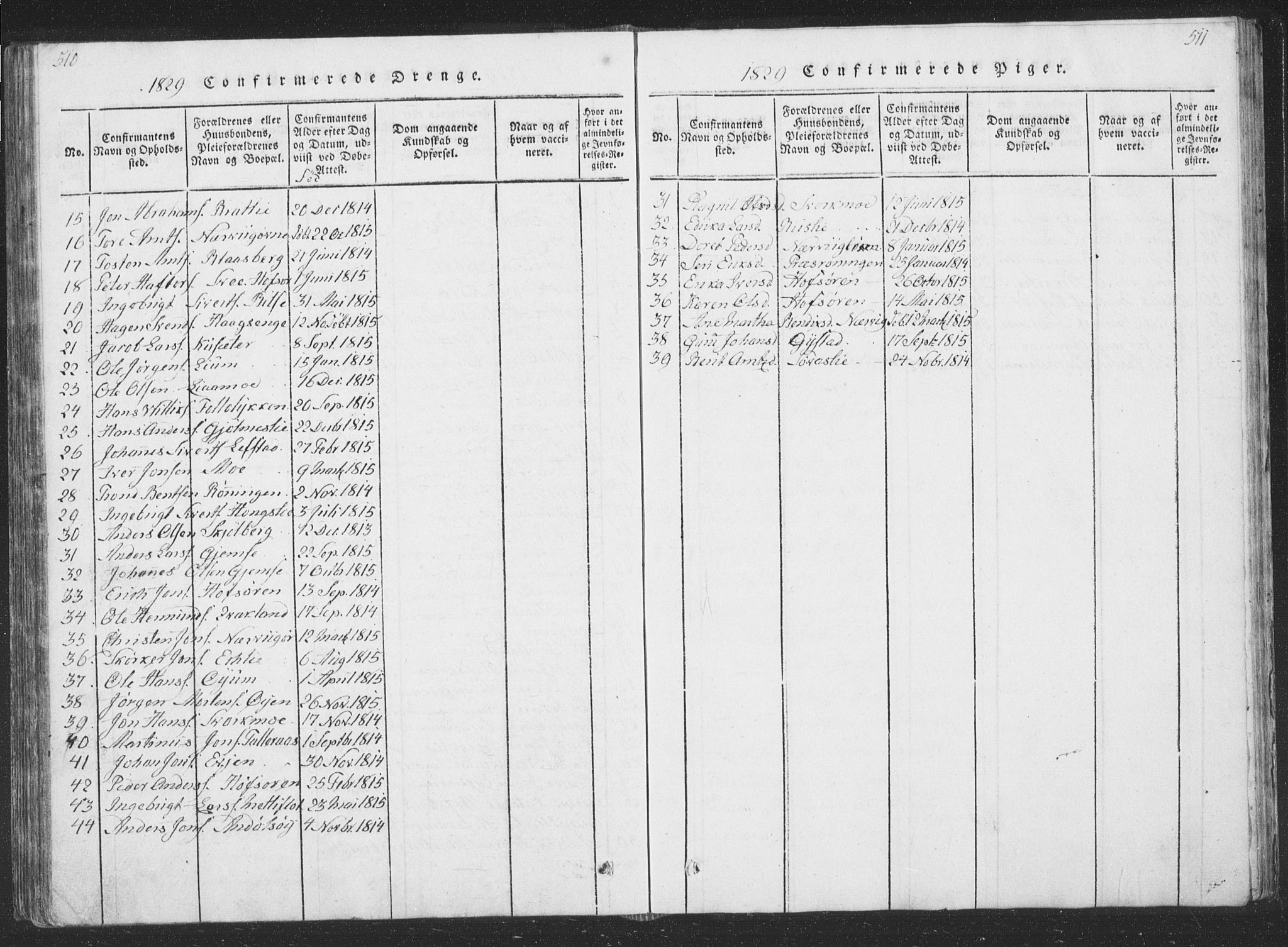 Ministerialprotokoller, klokkerbøker og fødselsregistre - Sør-Trøndelag, AV/SAT-A-1456/668/L0816: Parish register (copy) no. 668C05, 1816-1893, p. 510-511