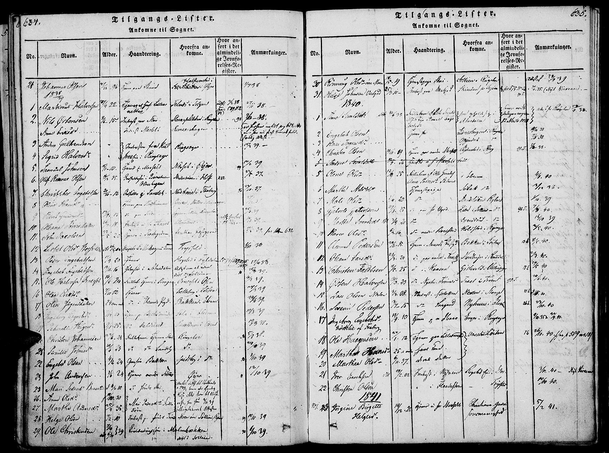 Åmot prestekontor, Hedmark, SAH/PREST-056/H/Ha/Haa/L0005: Parish register (official) no. 5, 1815-1841, p. 634-635
