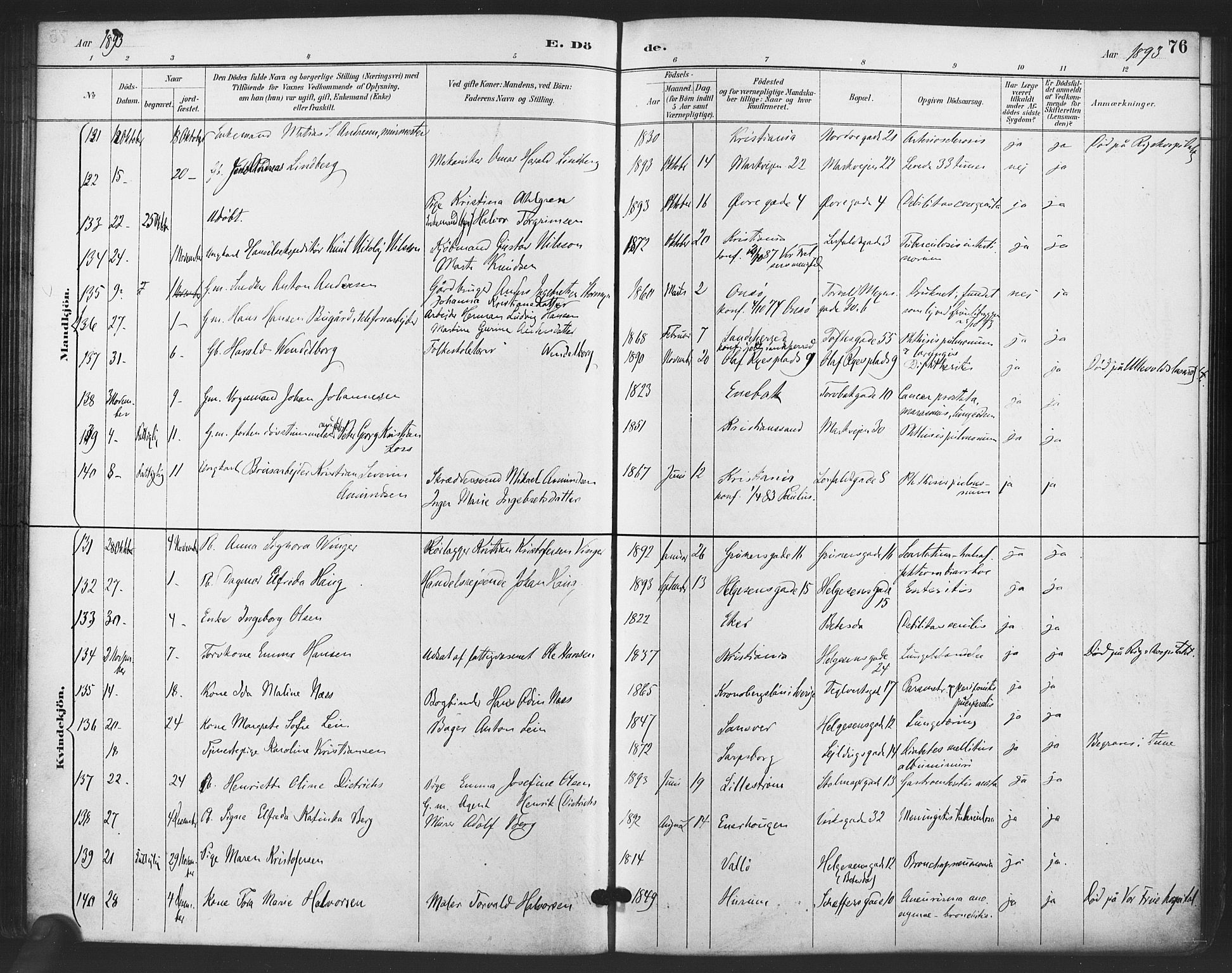 Paulus prestekontor Kirkebøker, AV/SAO-A-10871/F/Fa/L0011: Parish register (official) no. 11, 1889-1897, p. 76