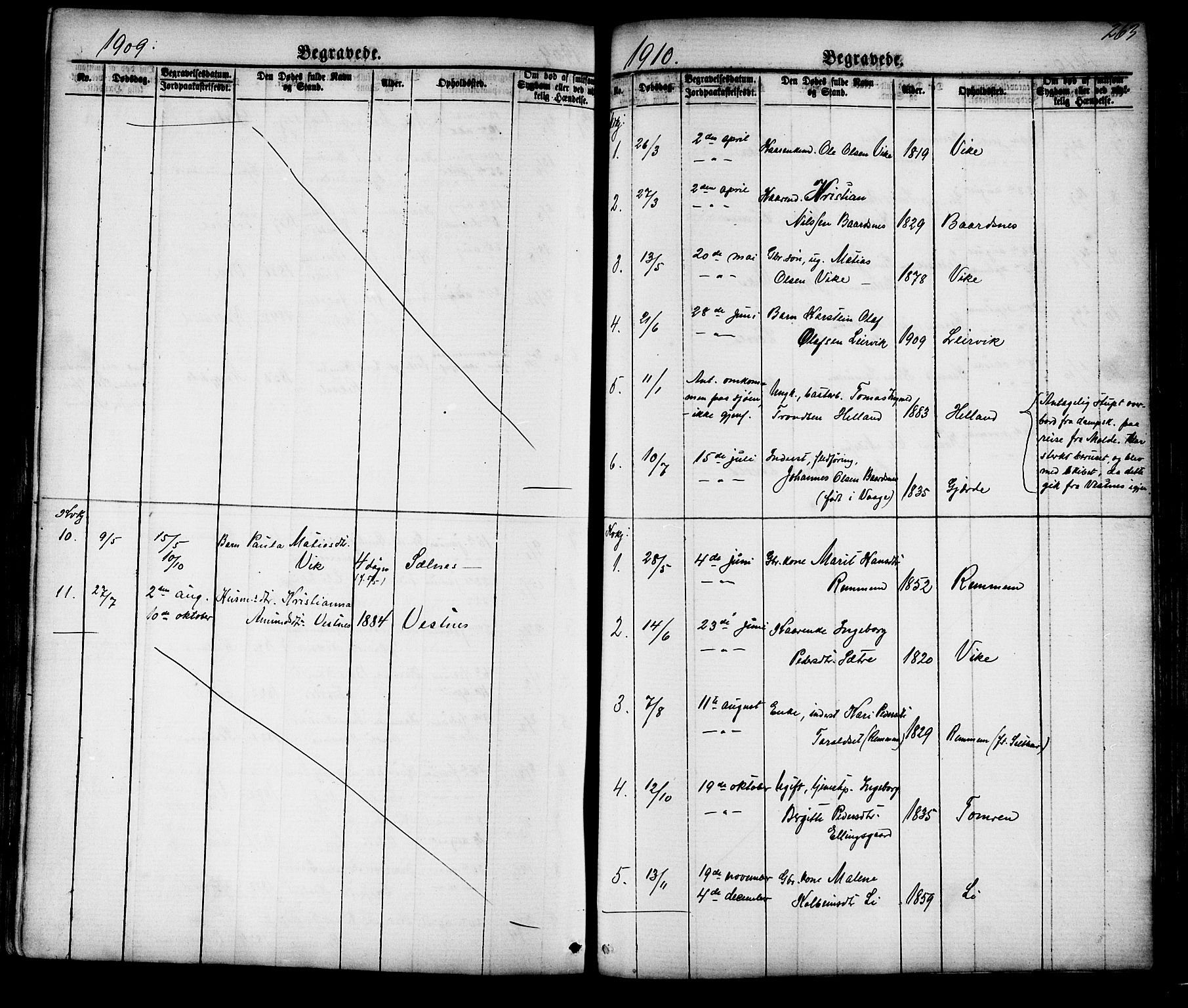 Ministerialprotokoller, klokkerbøker og fødselsregistre - Møre og Romsdal, AV/SAT-A-1454/539/L0536: Parish register (copy) no. 539C02, 1867-1913, p. 263