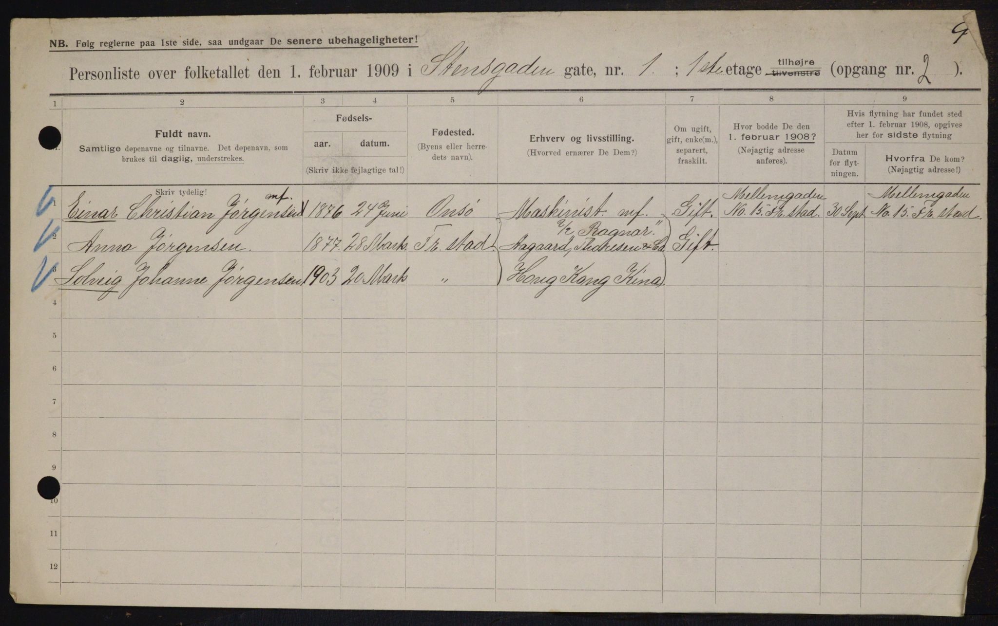 OBA, Municipal Census 1909 for Kristiania, 1909, p. 92120