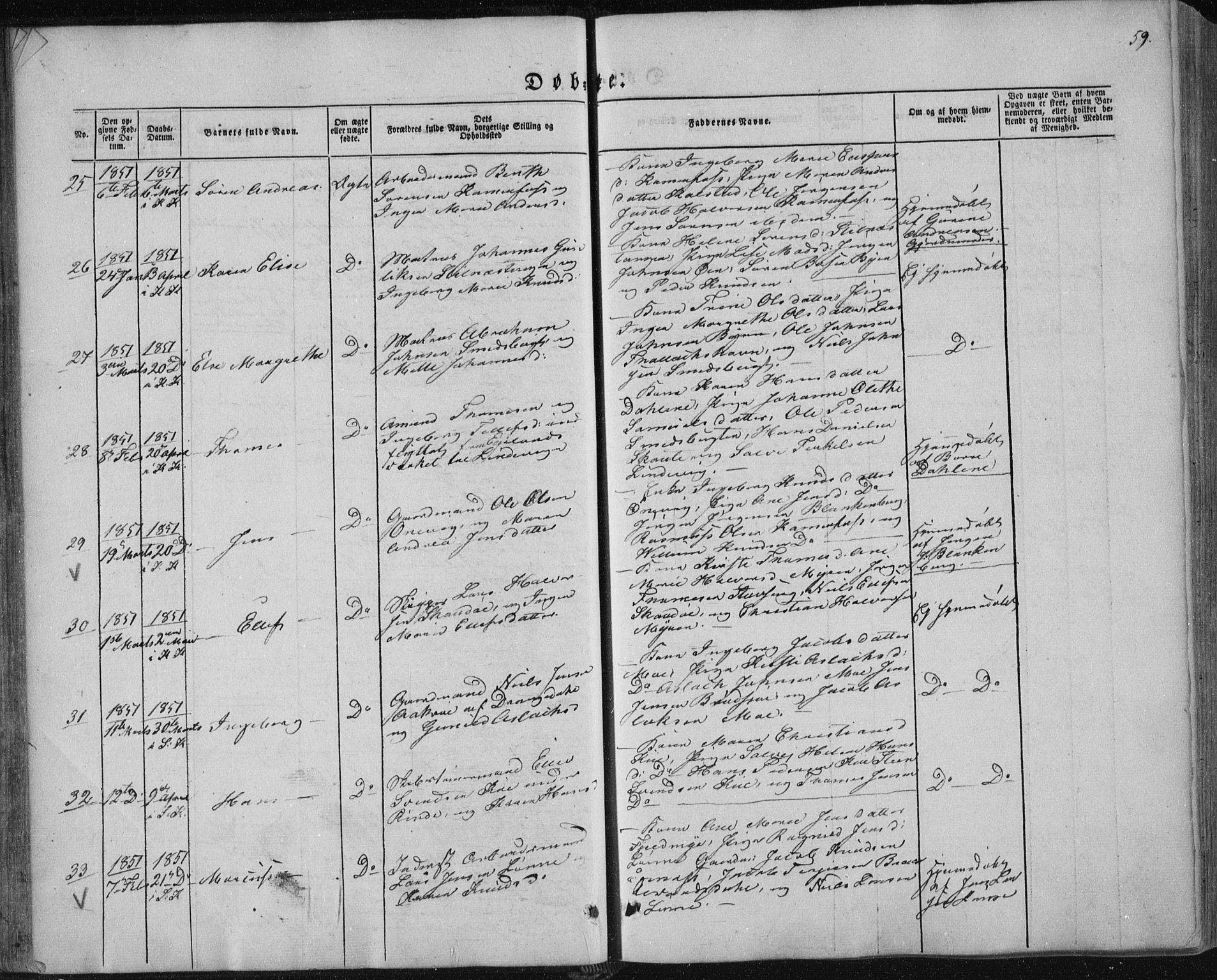 Sannidal kirkebøker, AV/SAKO-A-296/F/Fa/L0008: Parish register (official) no. 8, 1847-1862, p. 59