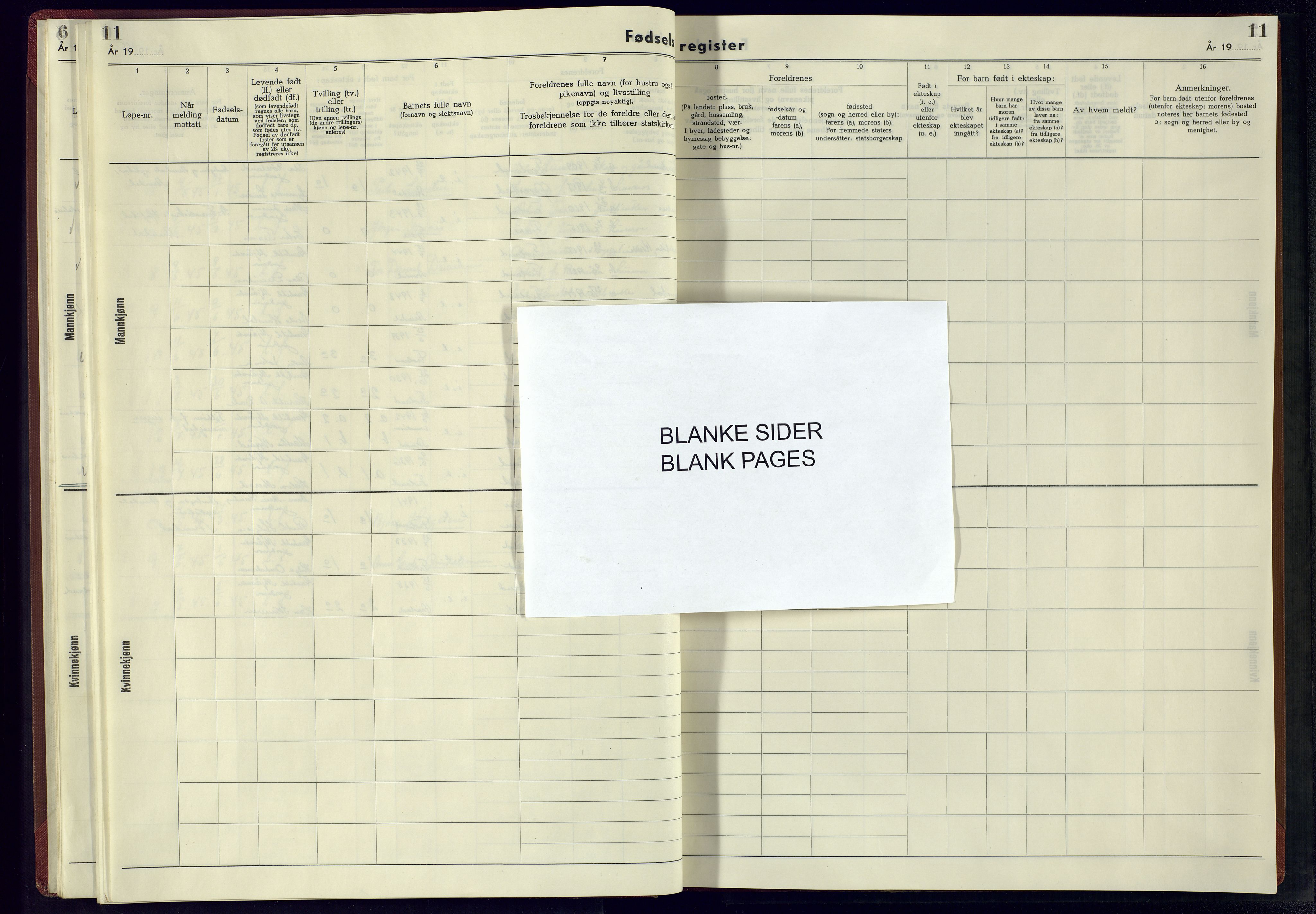 Froland sokneprestkontor, AV/SAK-1111-0013/J/Jb/L0001: Birth register no. A-VI-1, 1943-1945