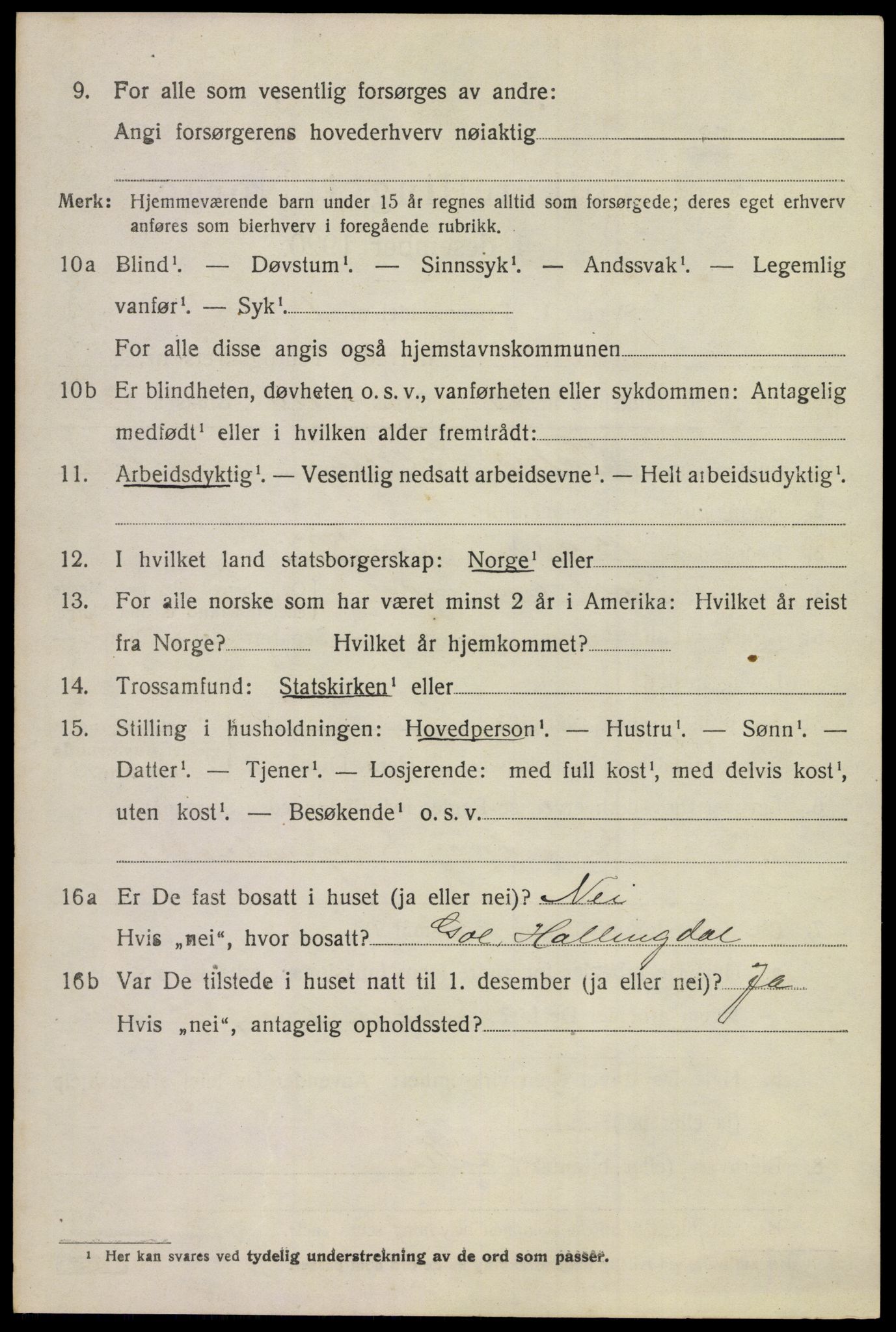 SAKO, 1920 census for Flesberg, 1920, p. 3980