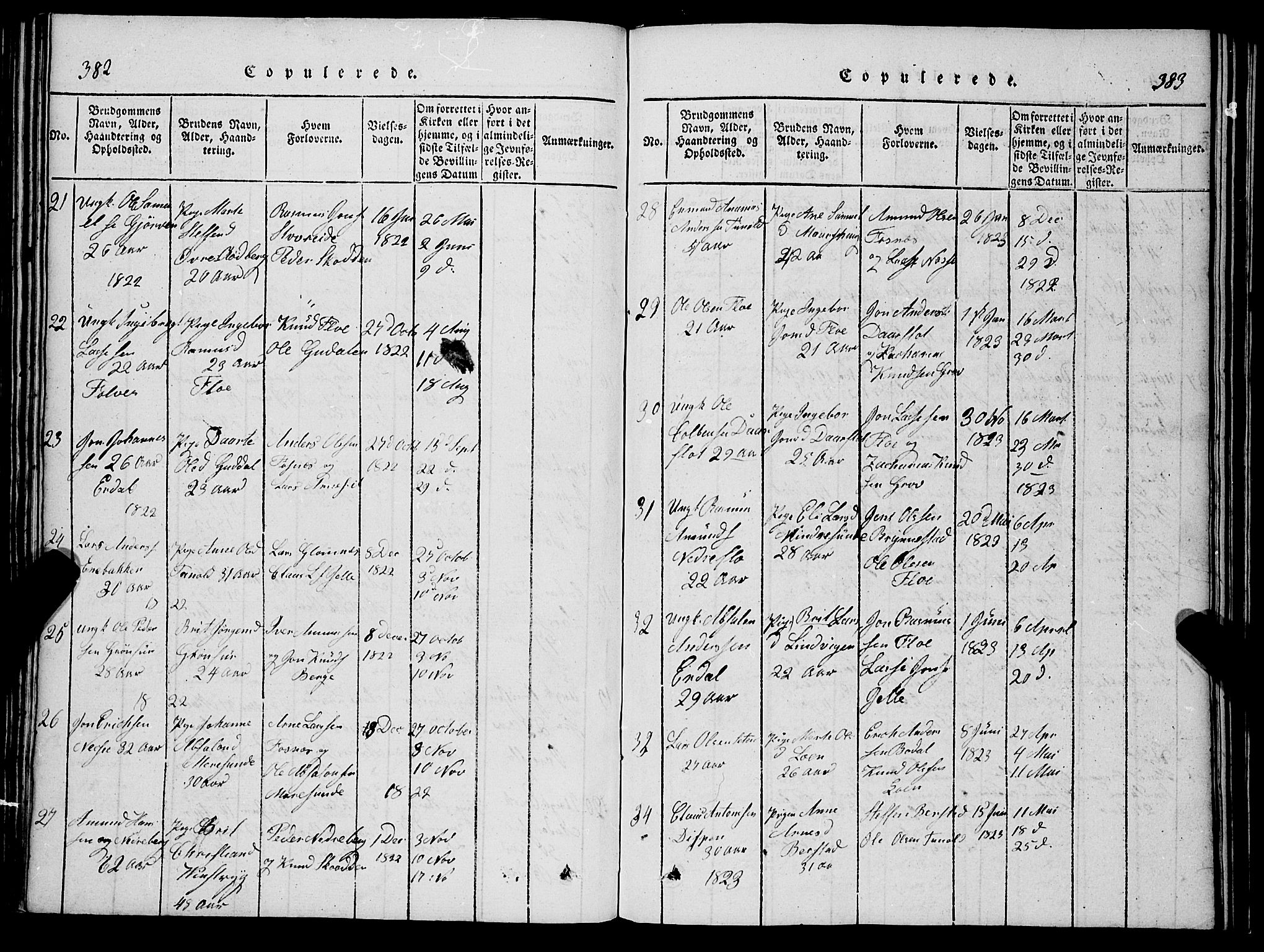 Stryn Sokneprestembete, SAB/A-82501: Parish register (copy) no. C 1, 1801-1845, p. 382-383