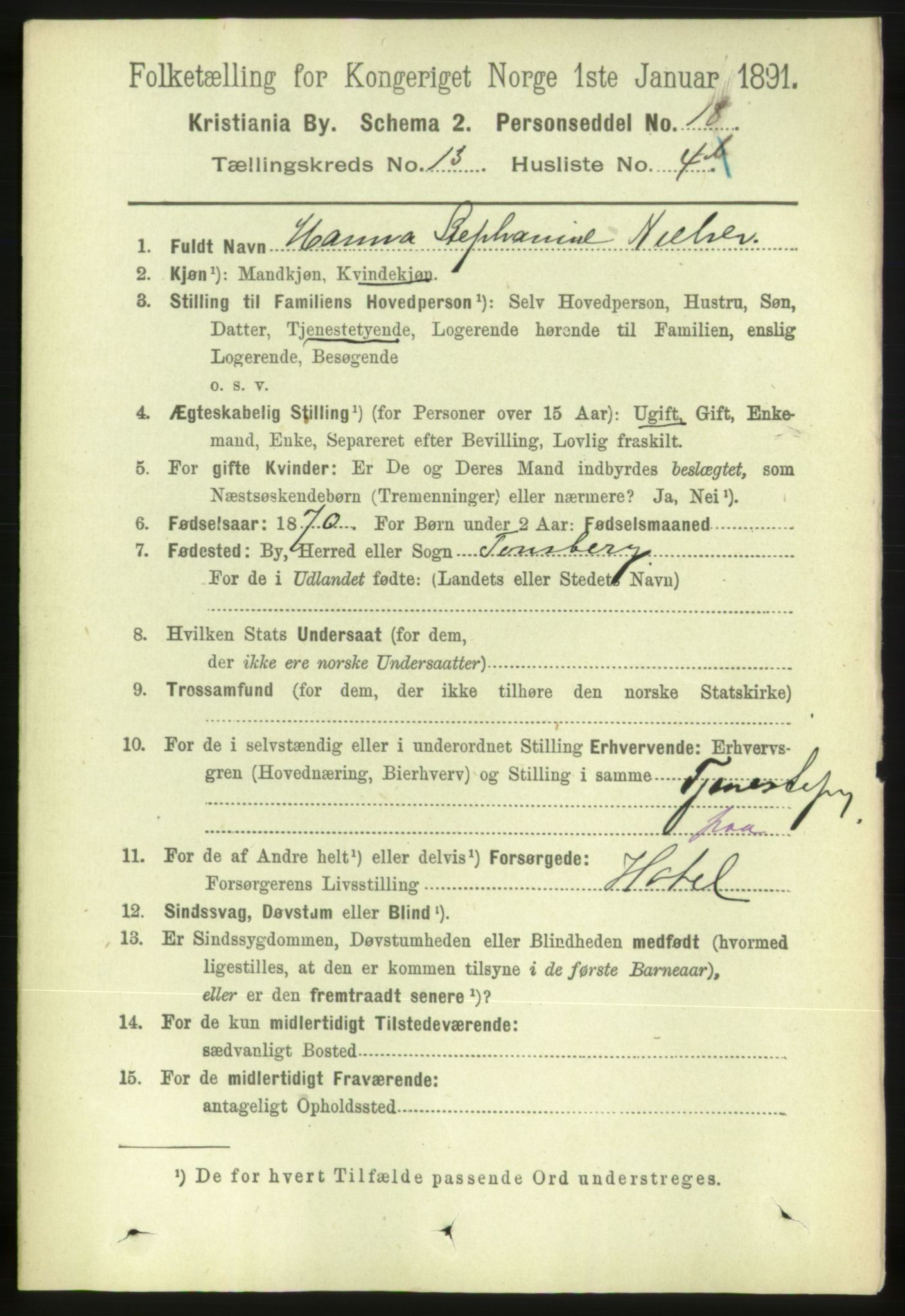 RA, 1891 census for 0301 Kristiania, 1891, p. 6054