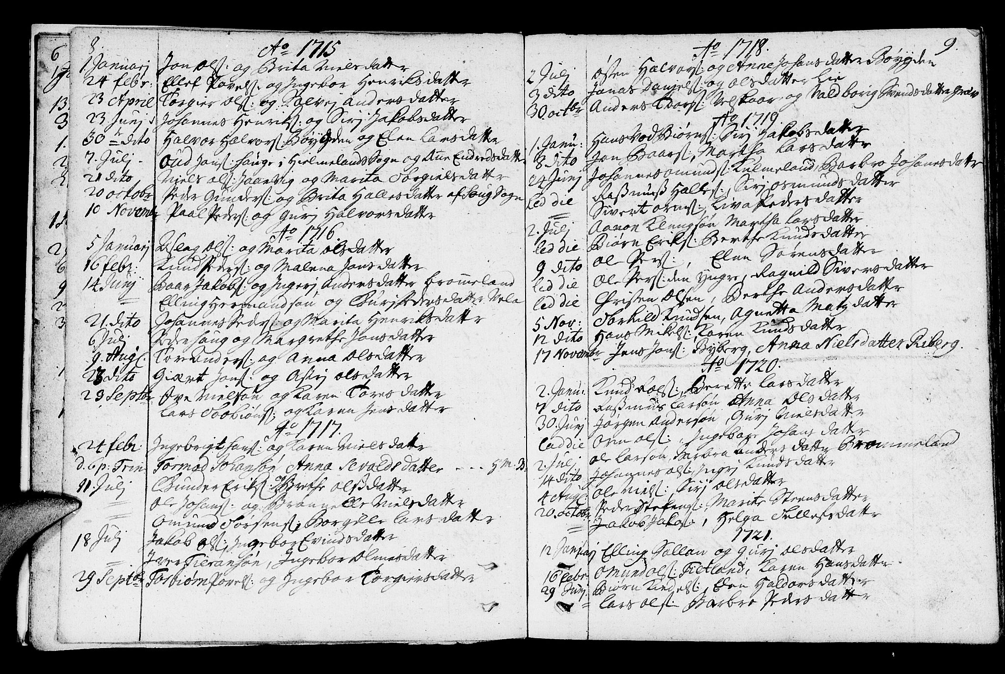 Jelsa sokneprestkontor, SAST/A-101842/01/IV: Parish register (official) no. A 1, 1695-1737, p. 8-9