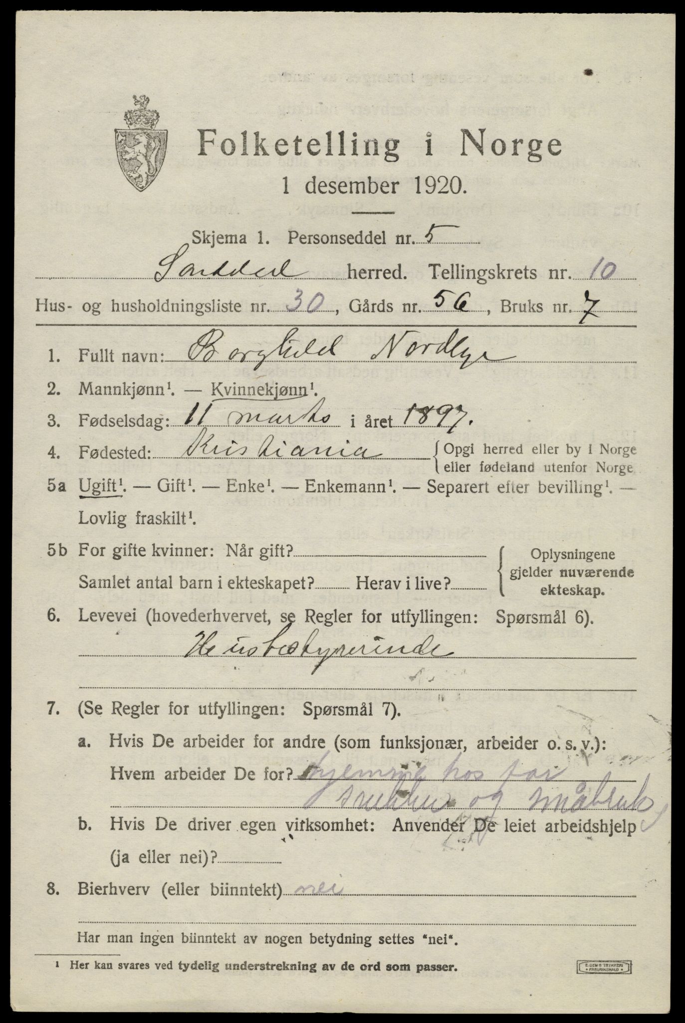 SAK, 1920 census for Søndeled, 1920, p. 5303
