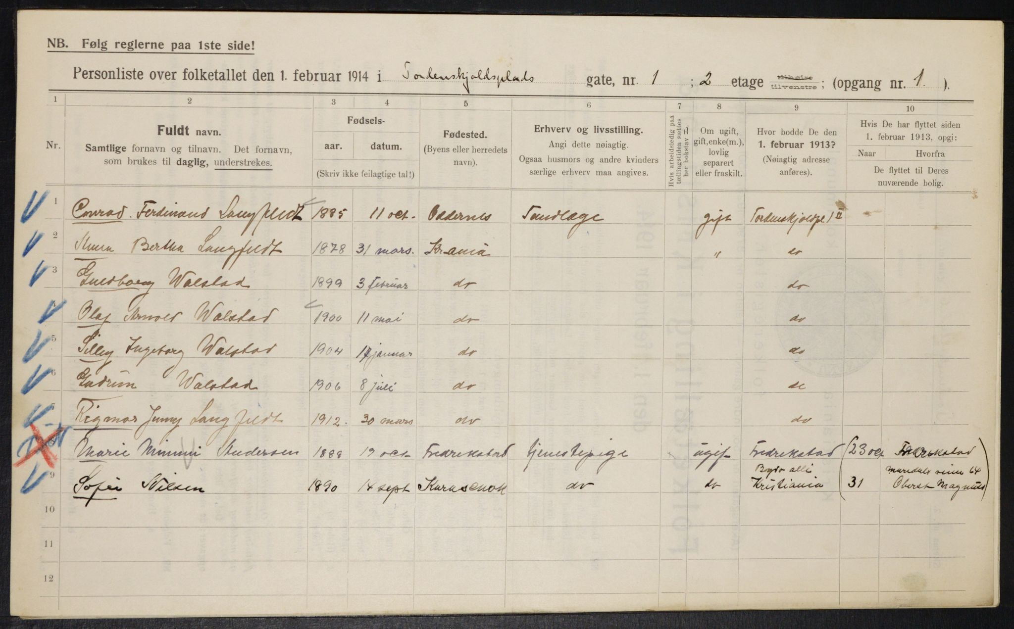 OBA, Municipal Census 1914 for Kristiania, 1914, p. 114665