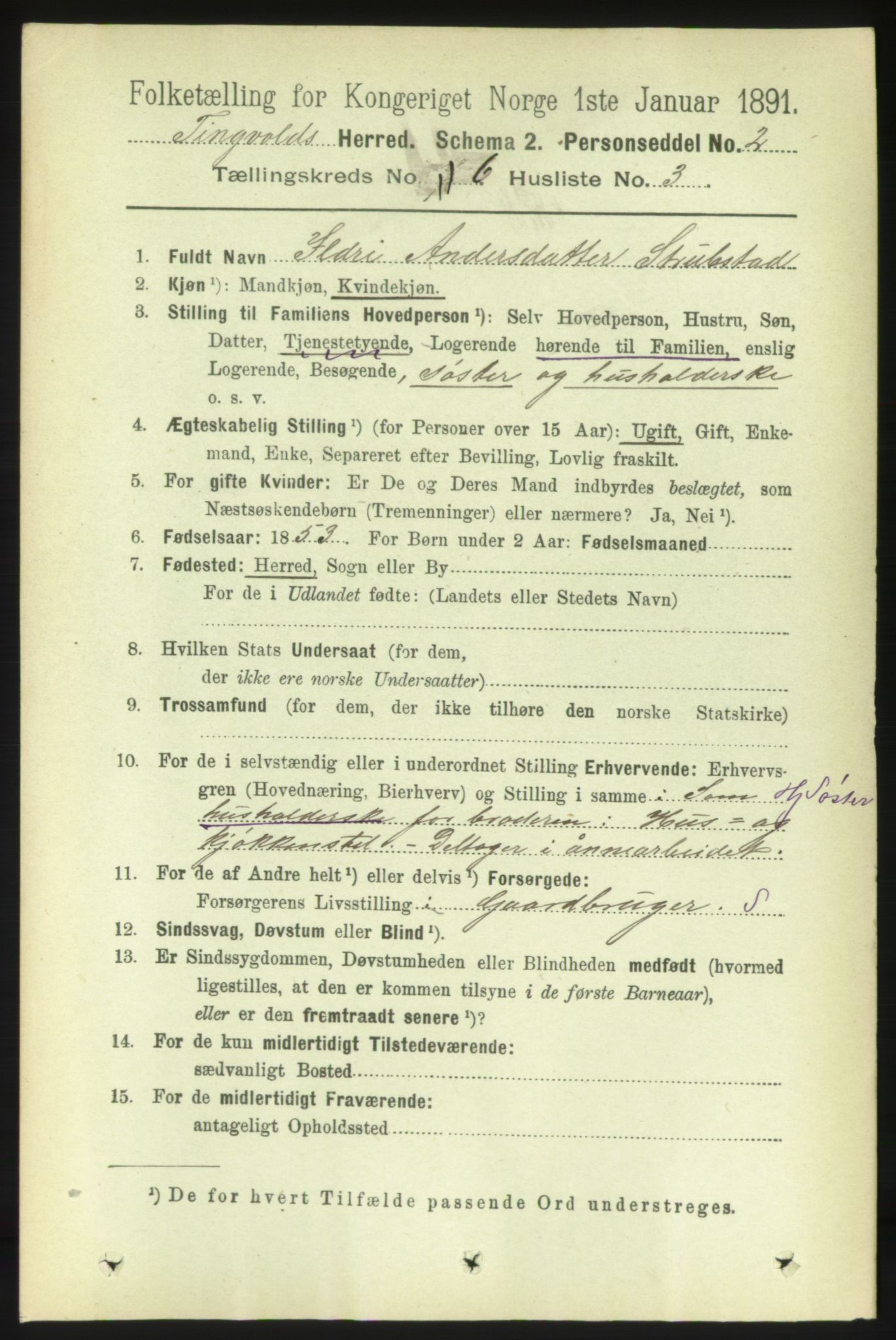 RA, 1891 census for 1560 Tingvoll, 1891, p. 2440