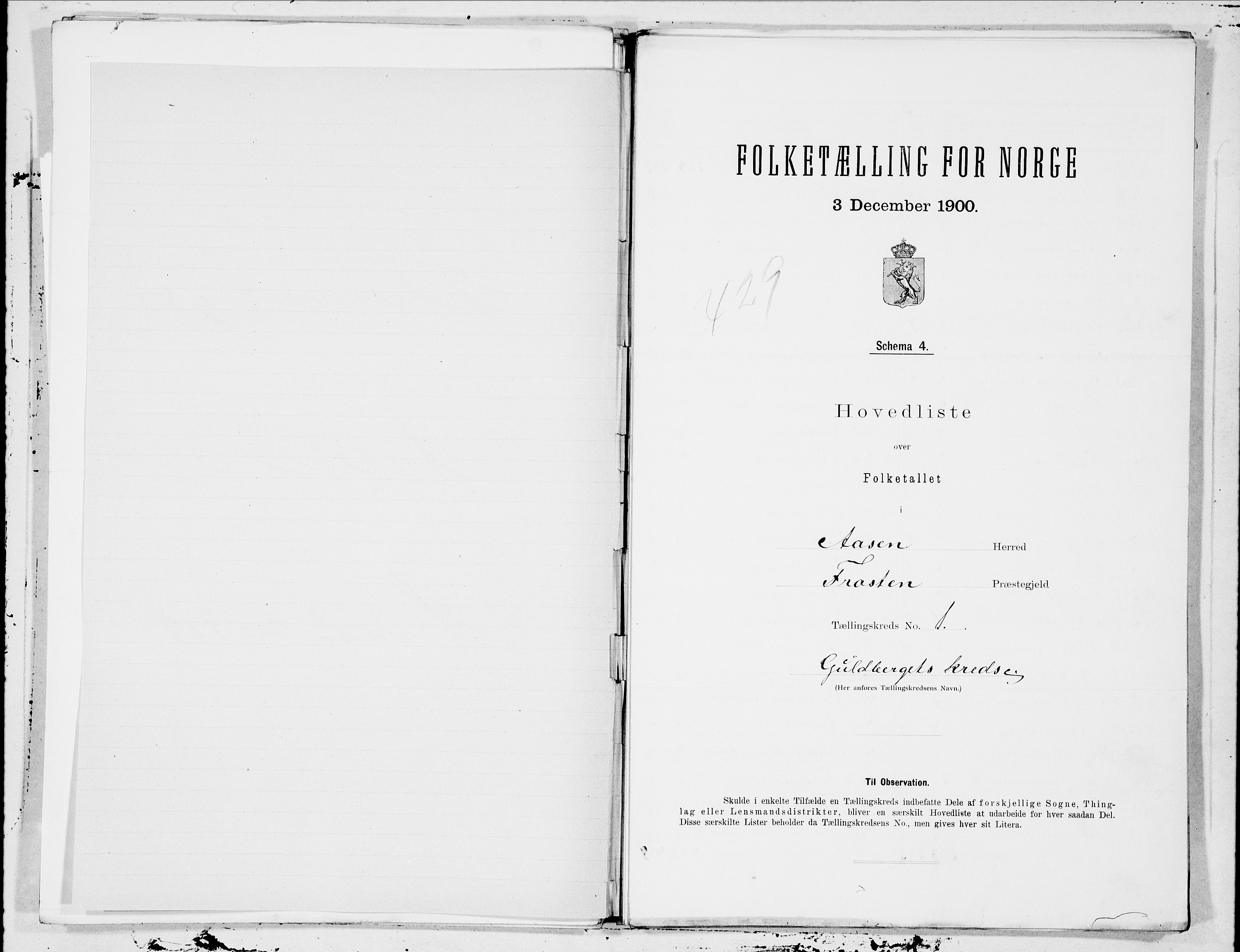 SAT, 1900 census for Åsen, 1900, p. 2