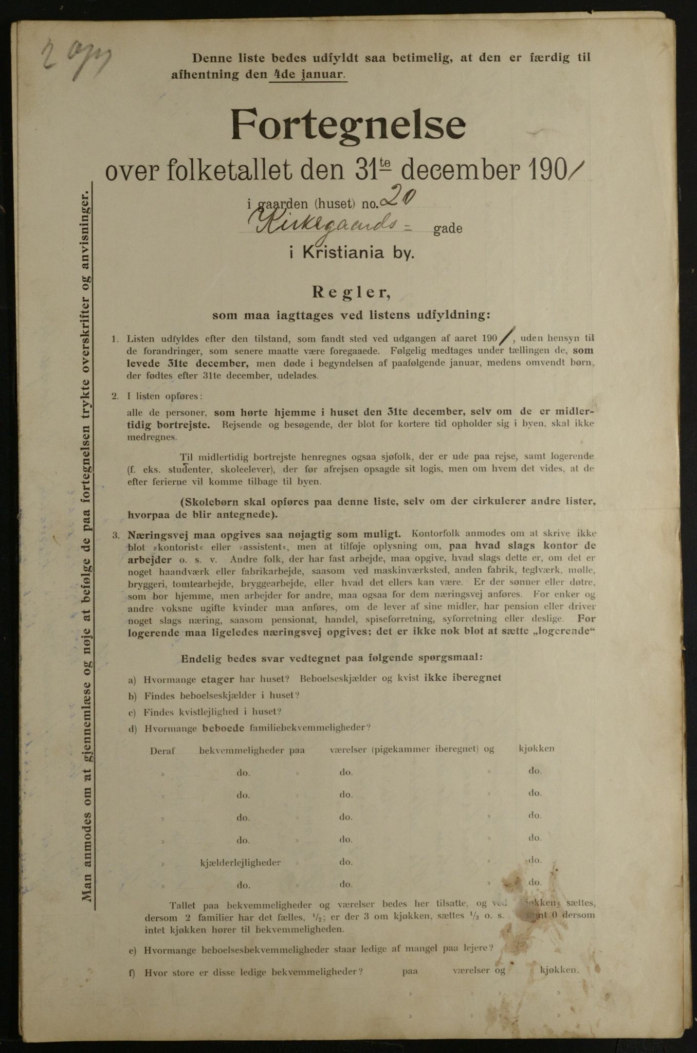 OBA, Municipal Census 1901 for Kristiania, 1901, p. 7884