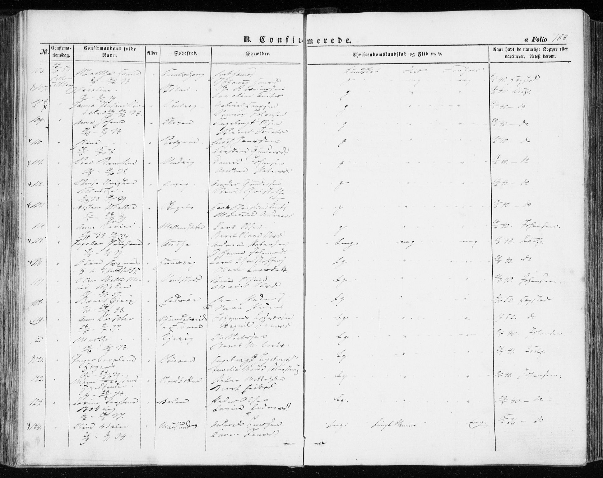Ministerialprotokoller, klokkerbøker og fødselsregistre - Sør-Trøndelag, SAT/A-1456/634/L0530: Parish register (official) no. 634A06, 1852-1860, p. 188