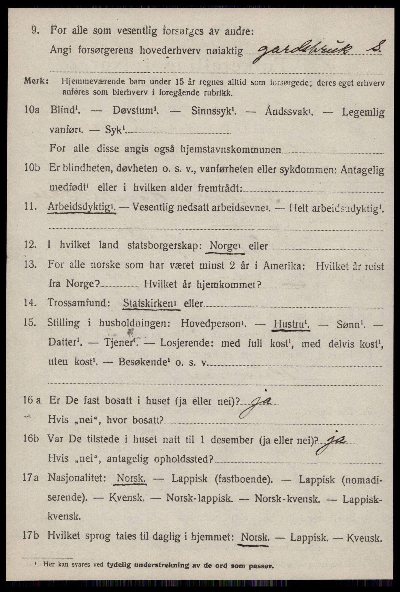 SAT, 1920 census for Melhus, 1920, p. 4956