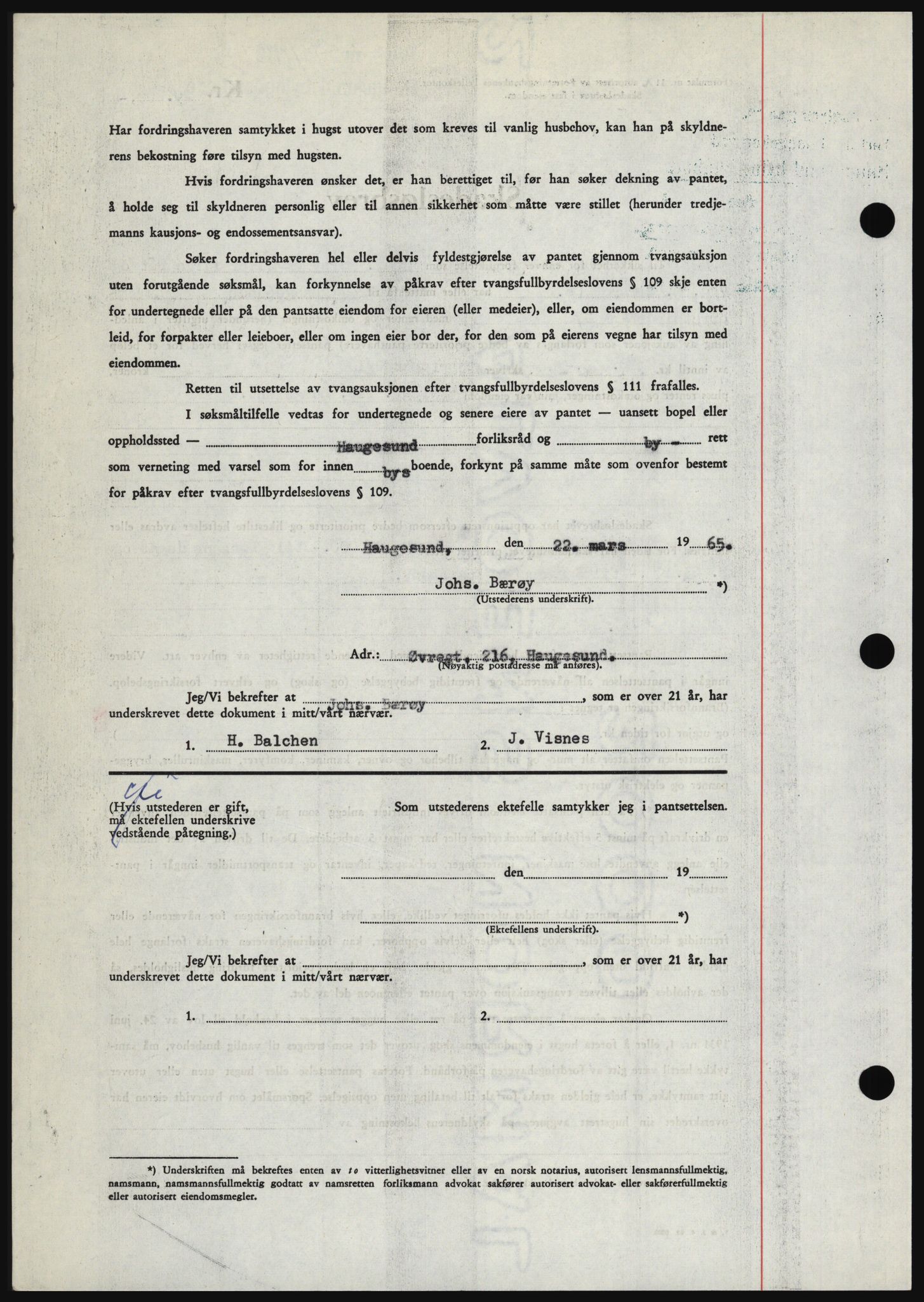 Haugesund tingrett, SAST/A-101415/01/II/IIC/L0053: Mortgage book no. B 53, 1965-1965, Diary no: : 740/1965