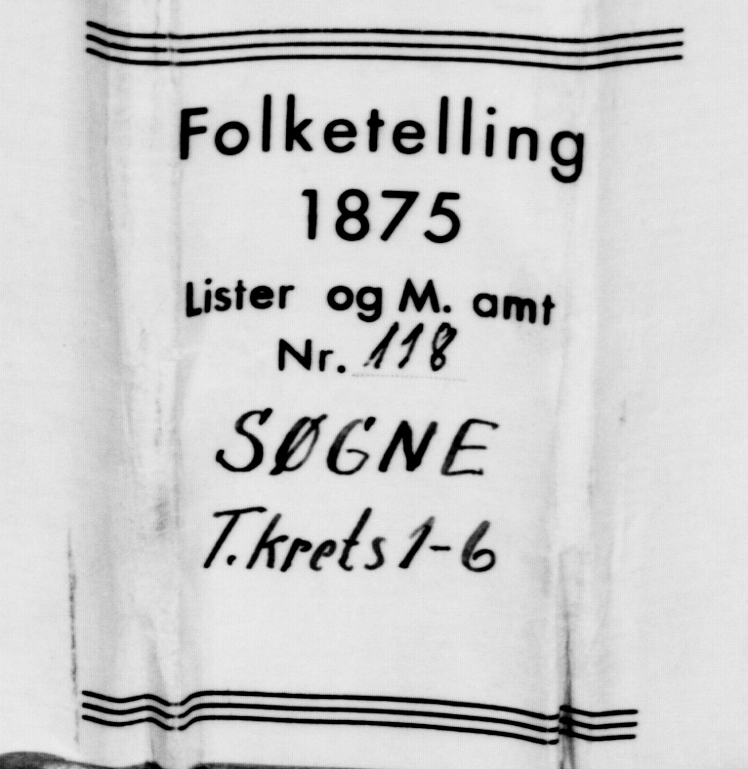 SAK, 1875 census for 1018P Søgne, 1875, p. 78