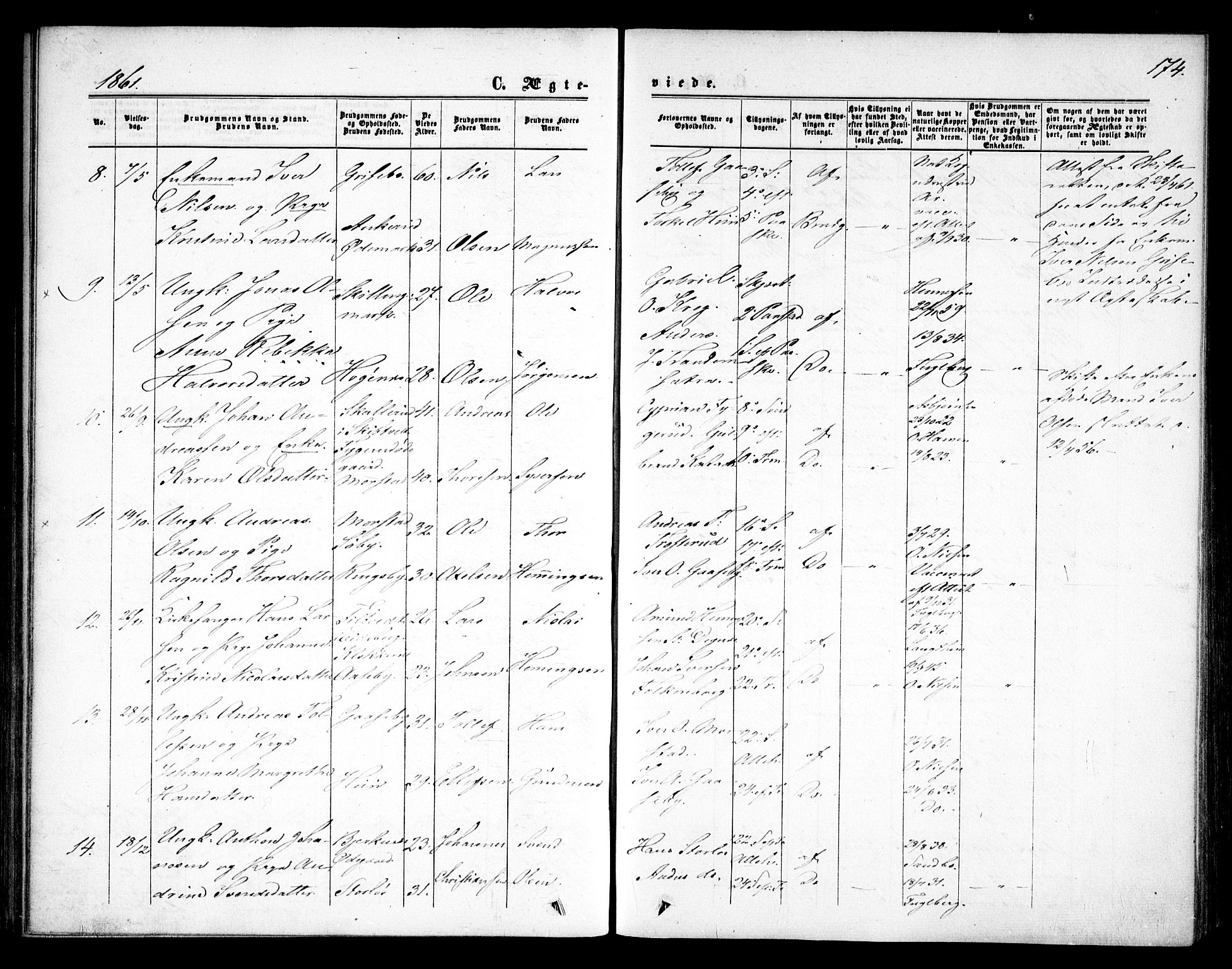 Rødenes prestekontor Kirkebøker, SAO/A-2005/F/Fa/L0007: Parish register (official) no. I 7, 1860-1869, p. 174
