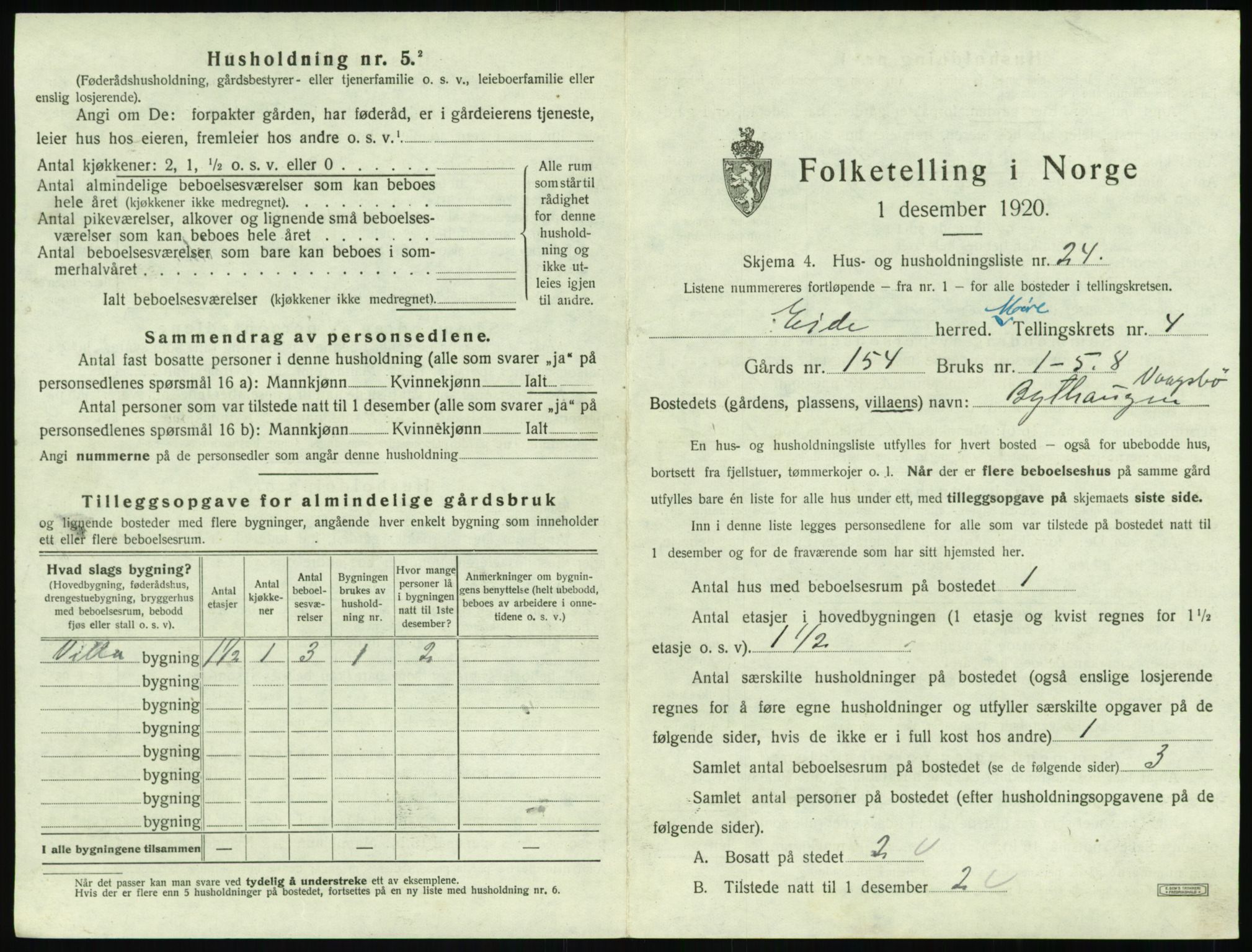 SAT, 1920 census for Eid (MR), 1920, p. 300