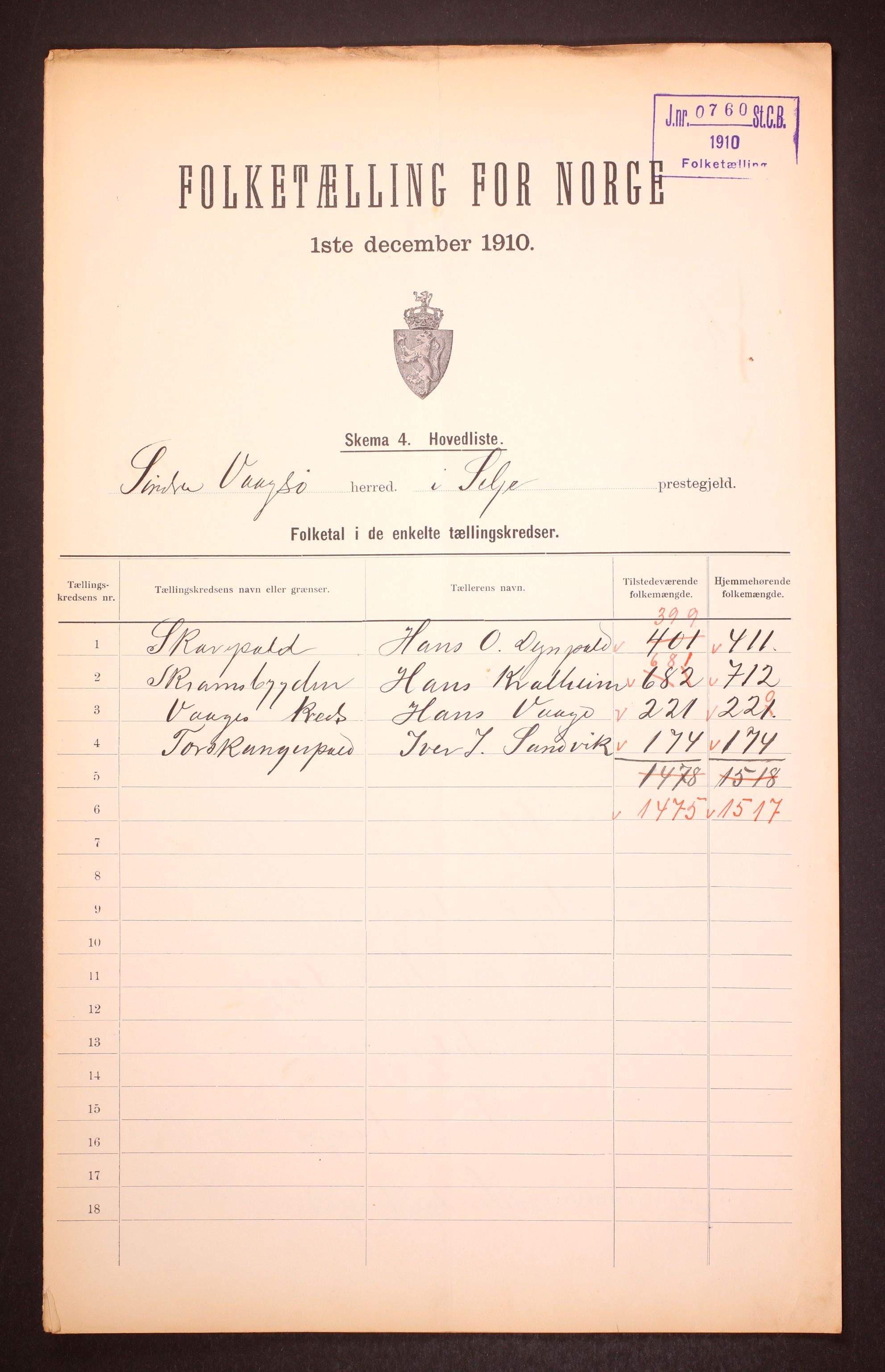 RA, 1910 census for Sør-Vågsøy, 1910, p. 2