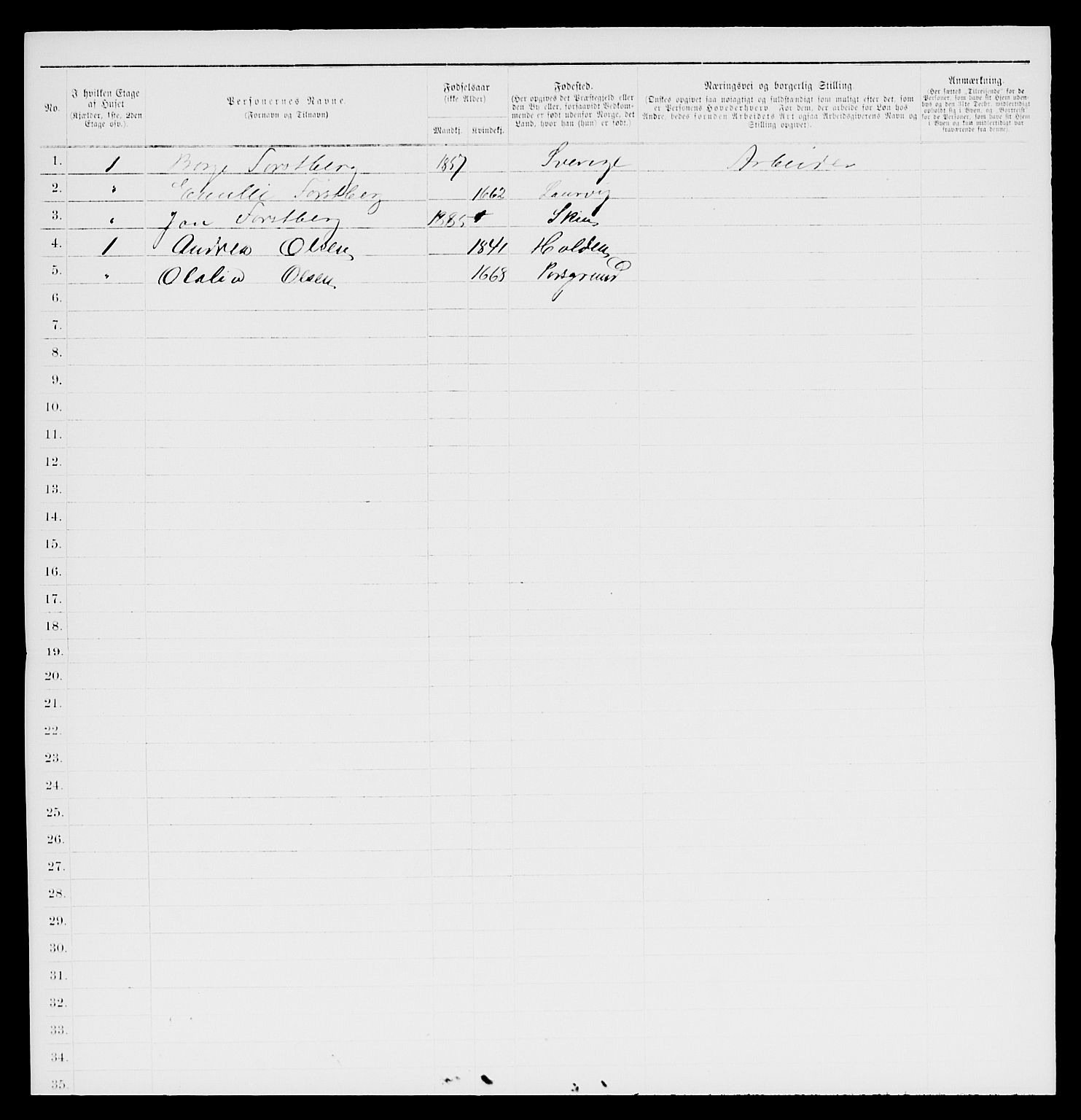 SAKO, 1885 census for 0806 Skien, 1885, p. 1384