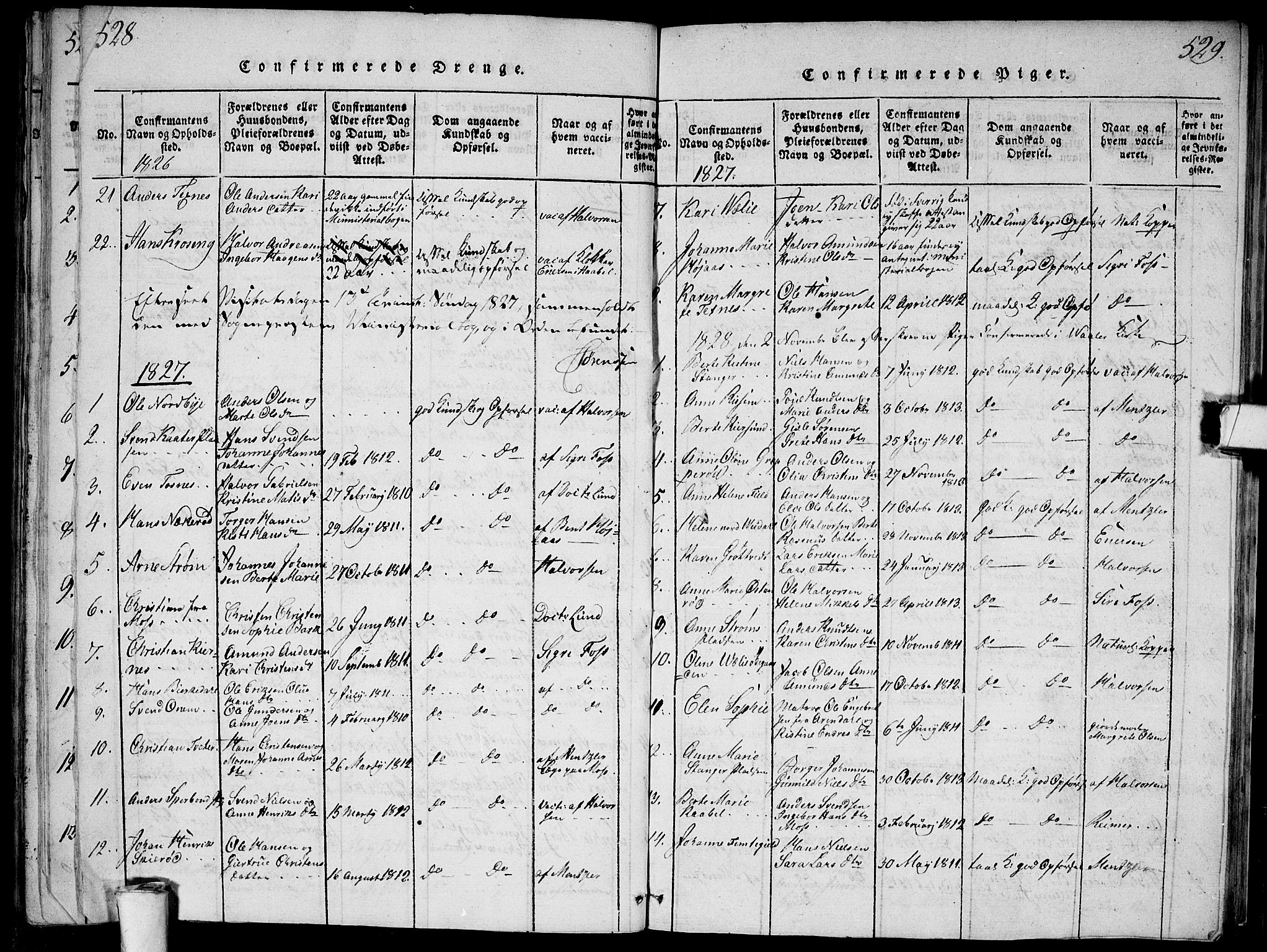 Våler prestekontor Kirkebøker, AV/SAO-A-11083/G/Ga/L0001: Parish register (copy) no. I 1, 1815-1839, p. 528-529