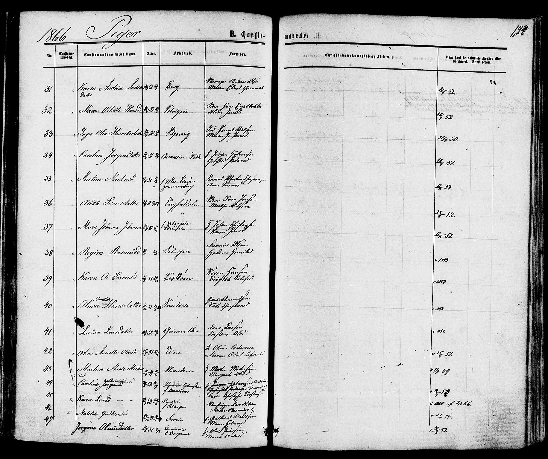 Sande Kirkebøker, SAKO/A-53/F/Fa/L0005: Parish register (official) no. 5, 1865-1877, p. 124
