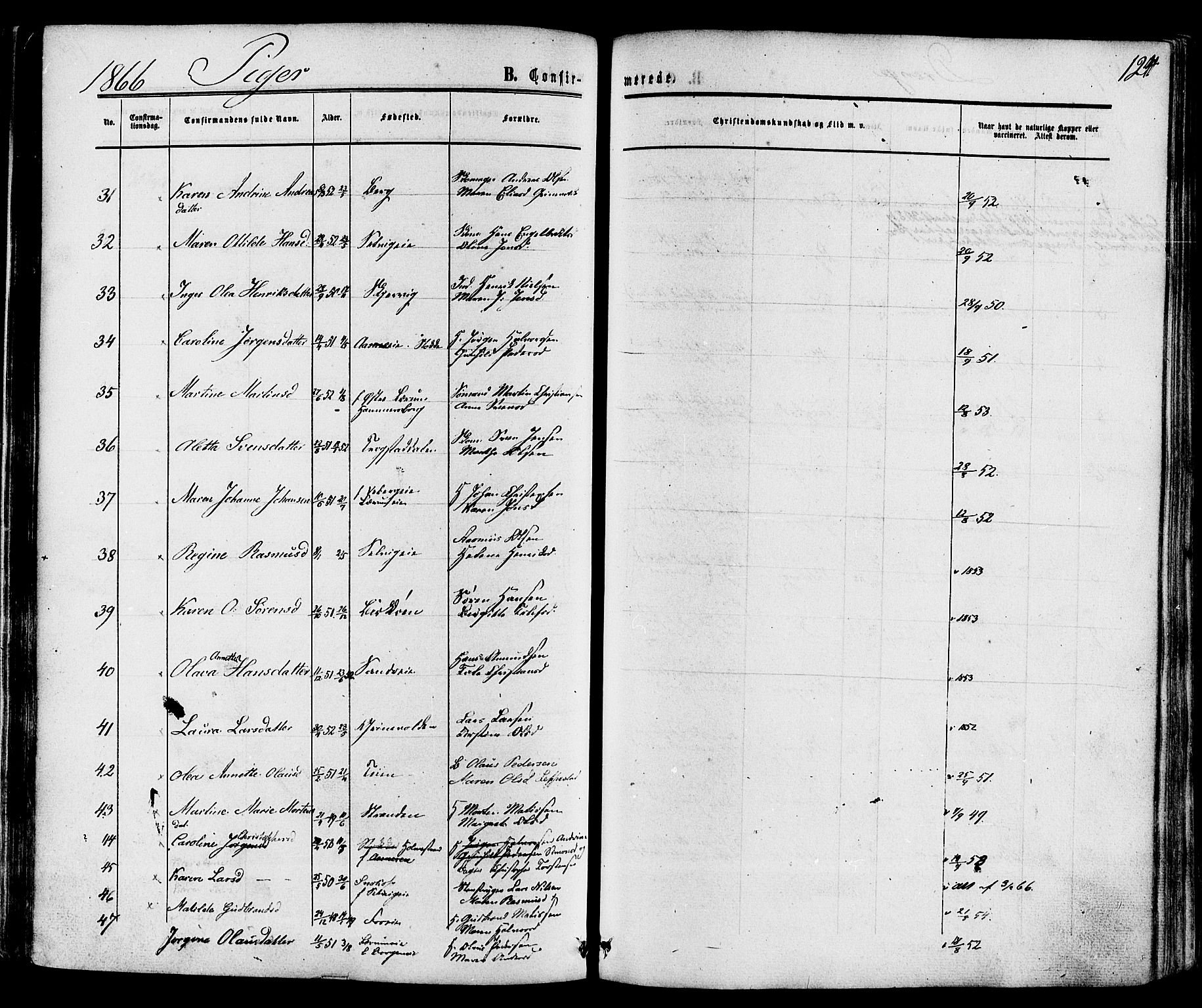 Sande Kirkebøker, AV/SAKO-A-53/F/Fa/L0005: Parish register (official) no. 5, 1865-1877, p. 124