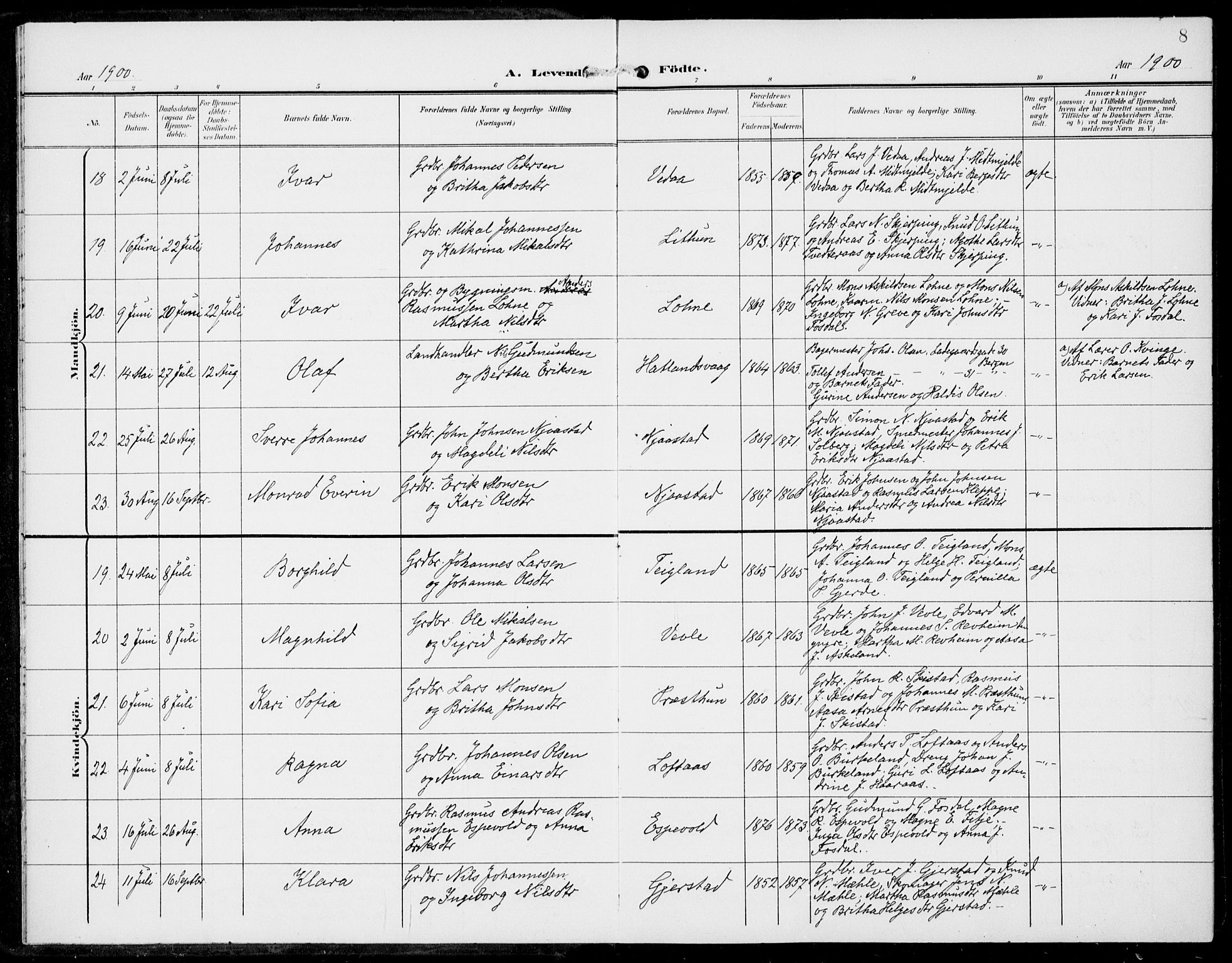 Haus sokneprestembete, SAB/A-75601/H/Haa: Parish register (official) no. C  2, 1900-1915, p. 8
