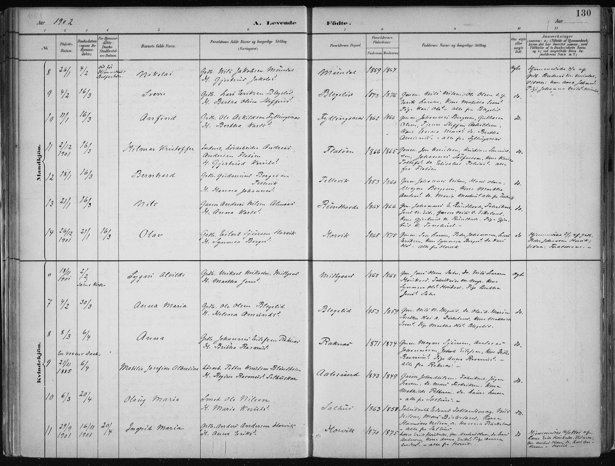 Hamre sokneprestembete, AV/SAB-A-75501/H/Ha/Haa/Haab/L0001: Parish register (official) no. B  1, 1882-1905, p. 130