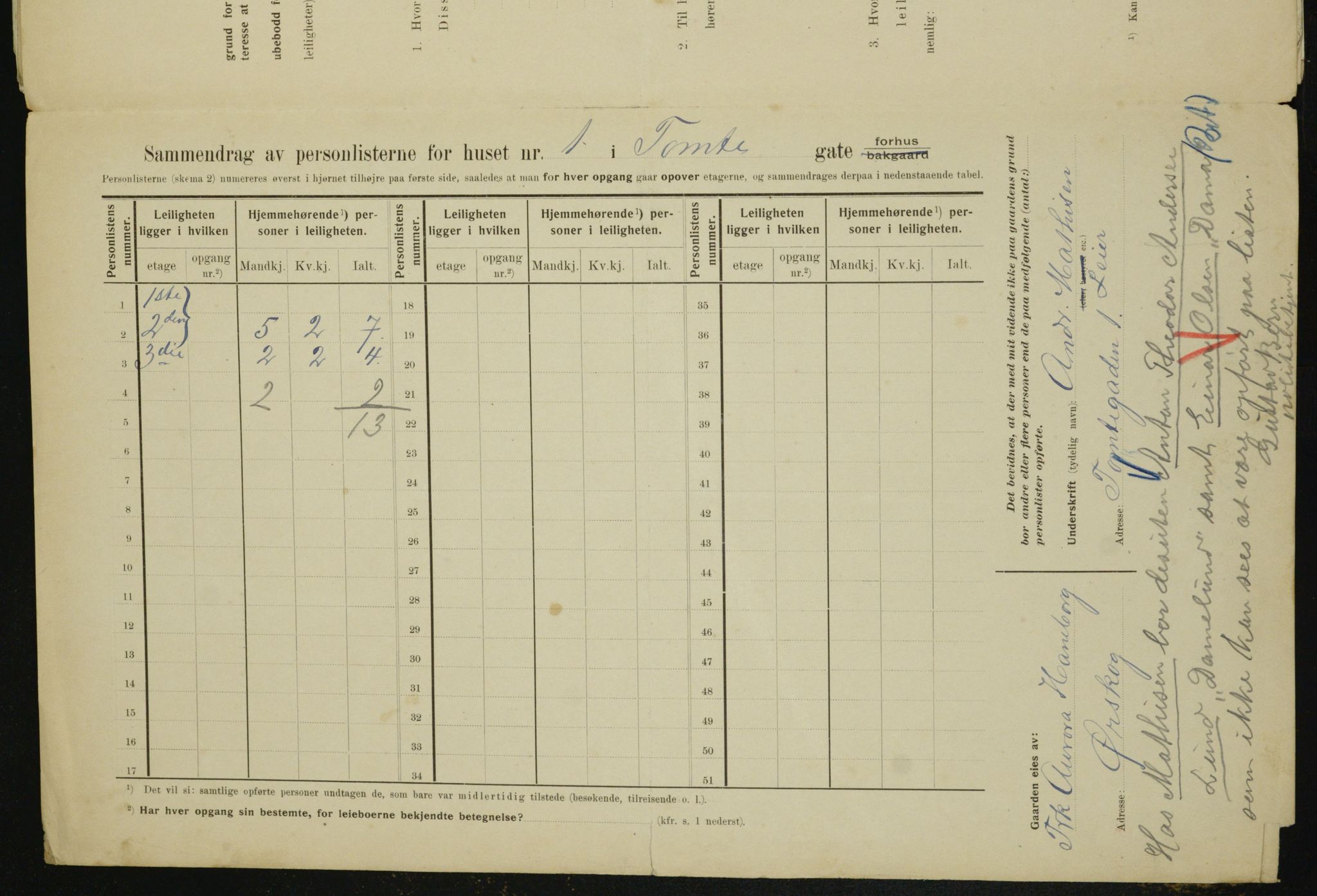 OBA, Municipal Census 1910 for Kristiania, 1910, p. 107626