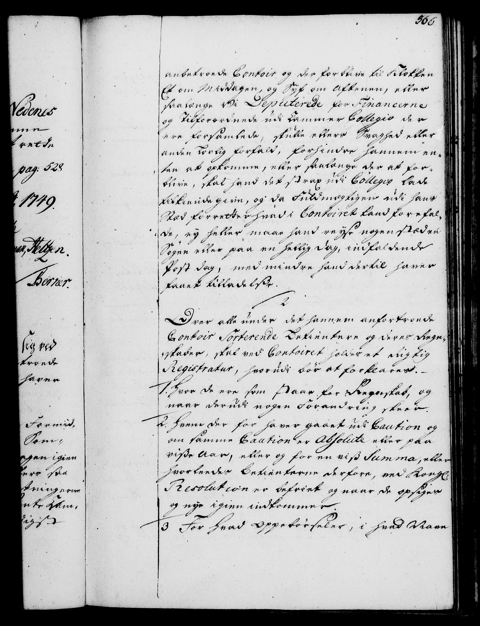 Rentekammeret, Kammerkanselliet, RA/EA-3111/G/Gg/Ggi/L0002: Norsk instruksjonsprotokoll med register (merket RK 53.35), 1729-1751, p. 566