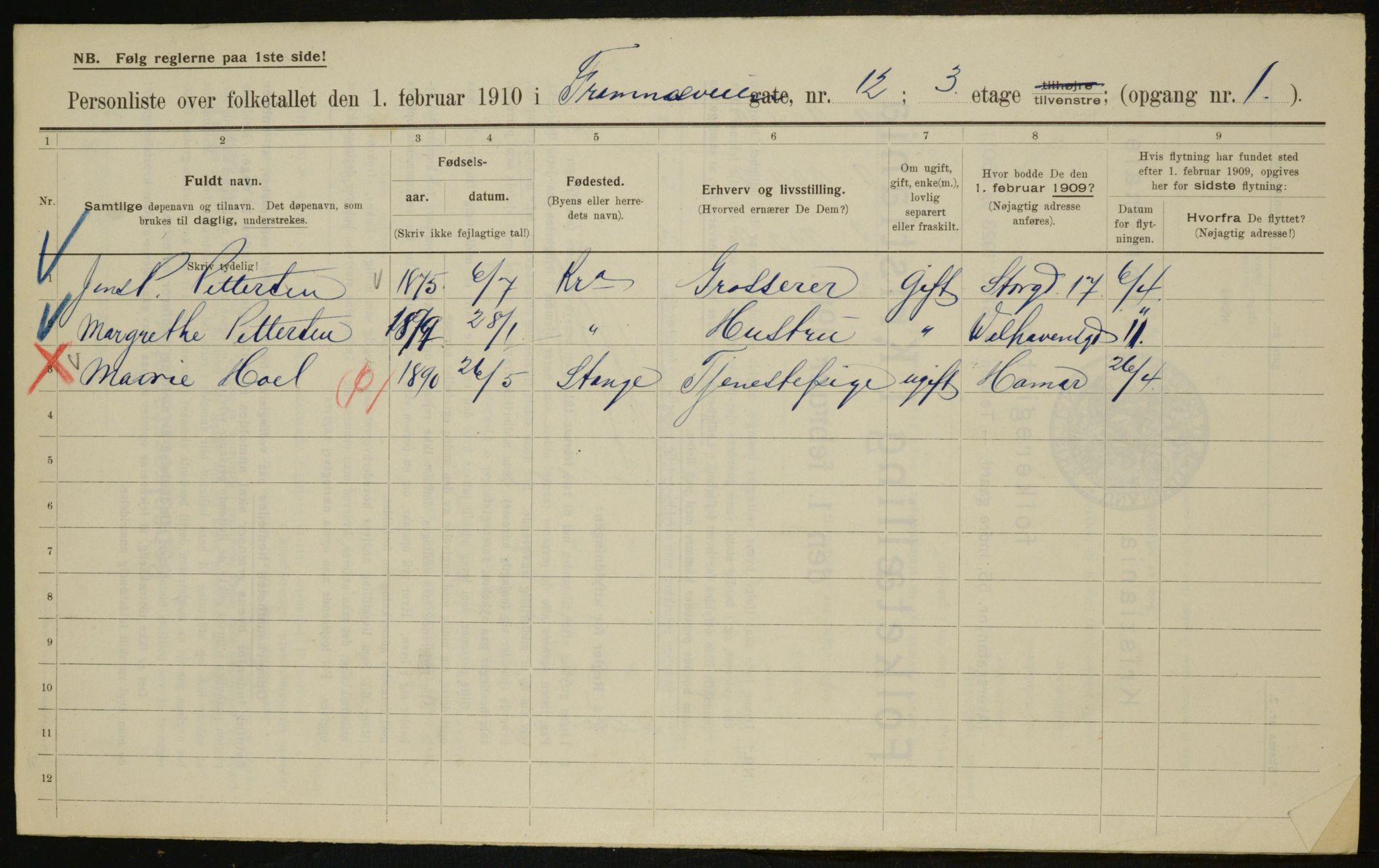 OBA, Municipal Census 1910 for Kristiania, 1910, p. 23978