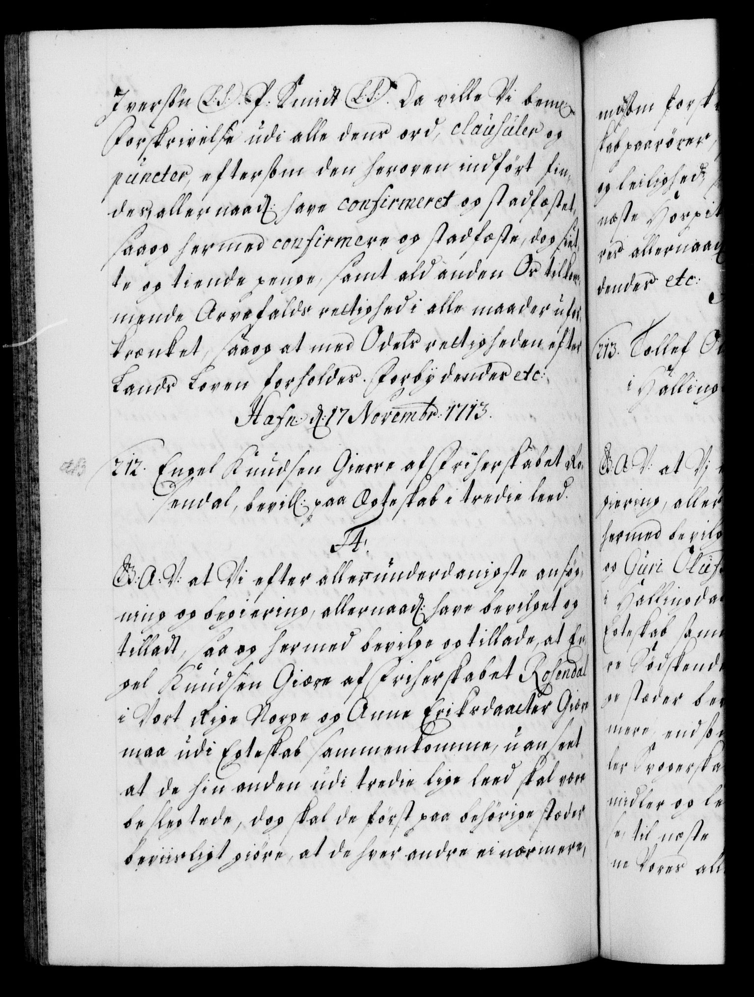 Danske Kanselli 1572-1799, AV/RA-EA-3023/F/Fc/Fca/Fcaa/L0021: Norske registre, 1712-1715, p. 183b