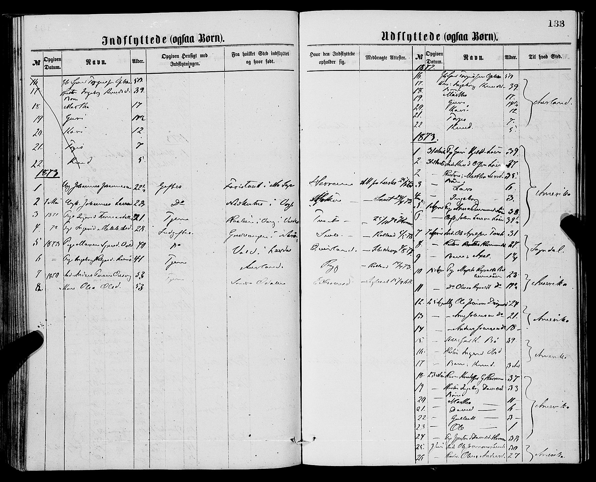 Vossestrand Sokneprestembete, AV/SAB-A-79101/H/Haa: Parish register (official) no. A 1, 1866-1877, p. 133