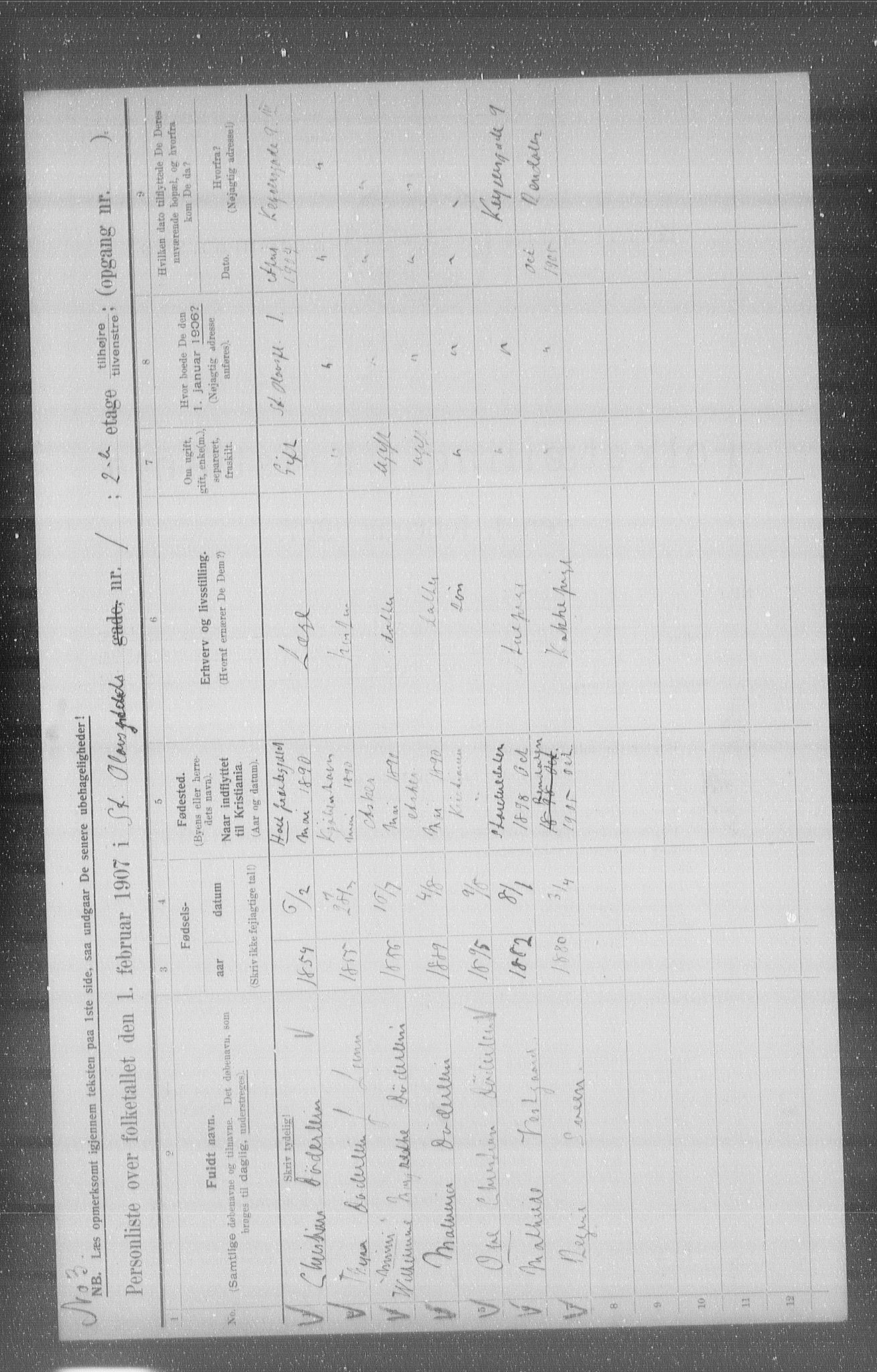 OBA, Municipal Census 1907 for Kristiania, 1907, p. 45211