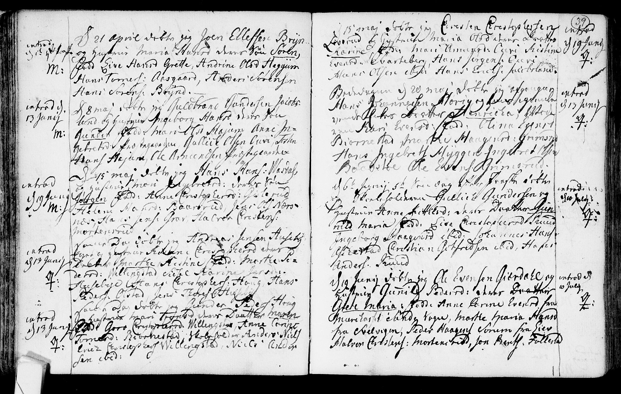 Røyken kirkebøker, SAKO/A-241/F/Fa/L0003: Parish register (official) no. 3, 1782-1813, p. 39