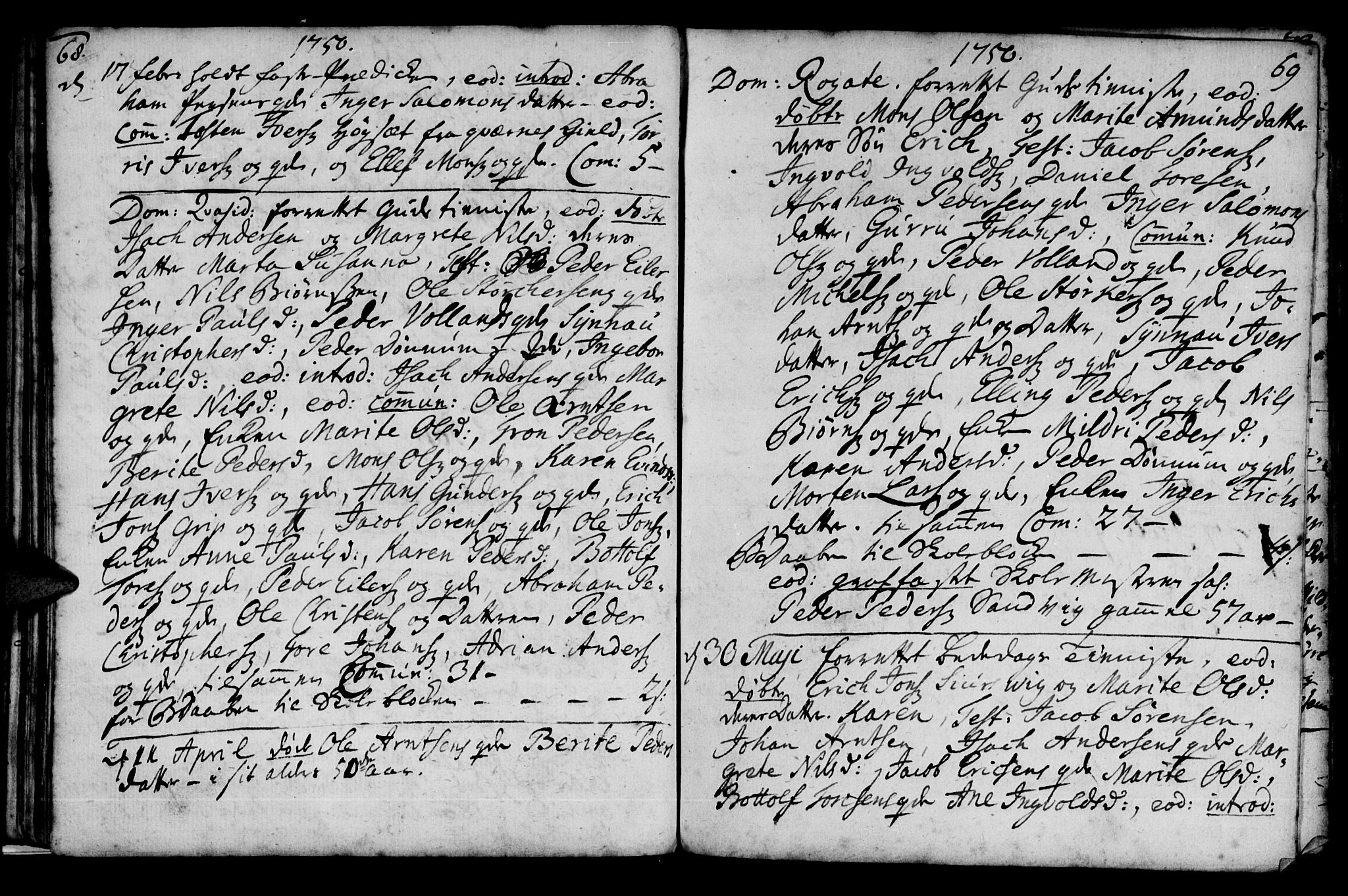 Ministerialprotokoller, klokkerbøker og fødselsregistre - Møre og Romsdal, AV/SAT-A-1454/574/L0875: Parish register (official) no. 574A01, 1733-1753, p. 68-69