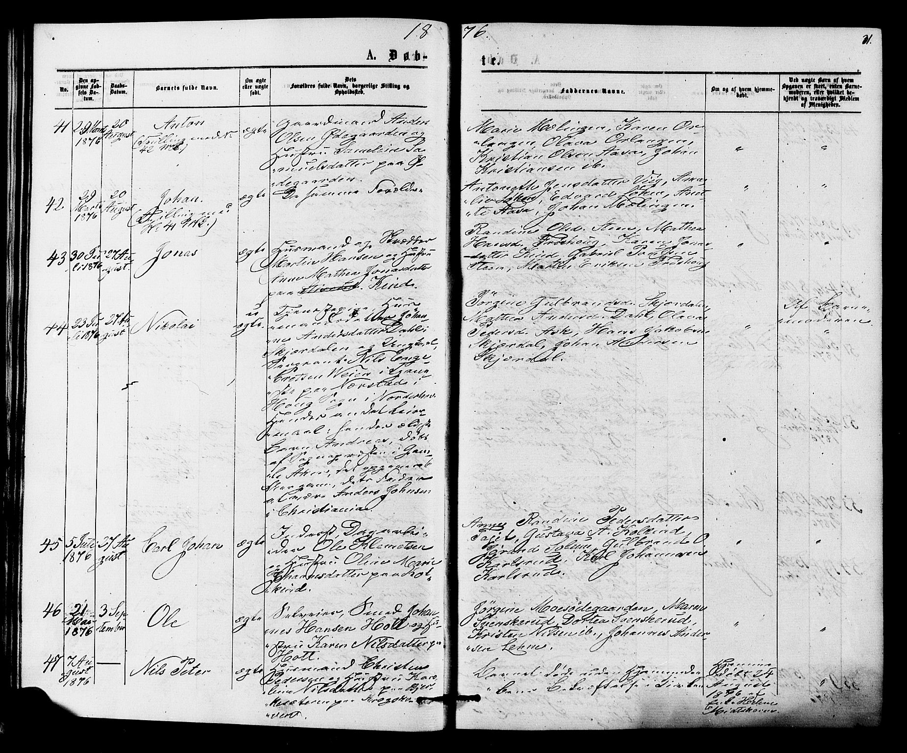 Hole kirkebøker, SAKO/A-228/F/Fa/L0007: Parish register (official) no. I 7, 1873-1877, p. 31