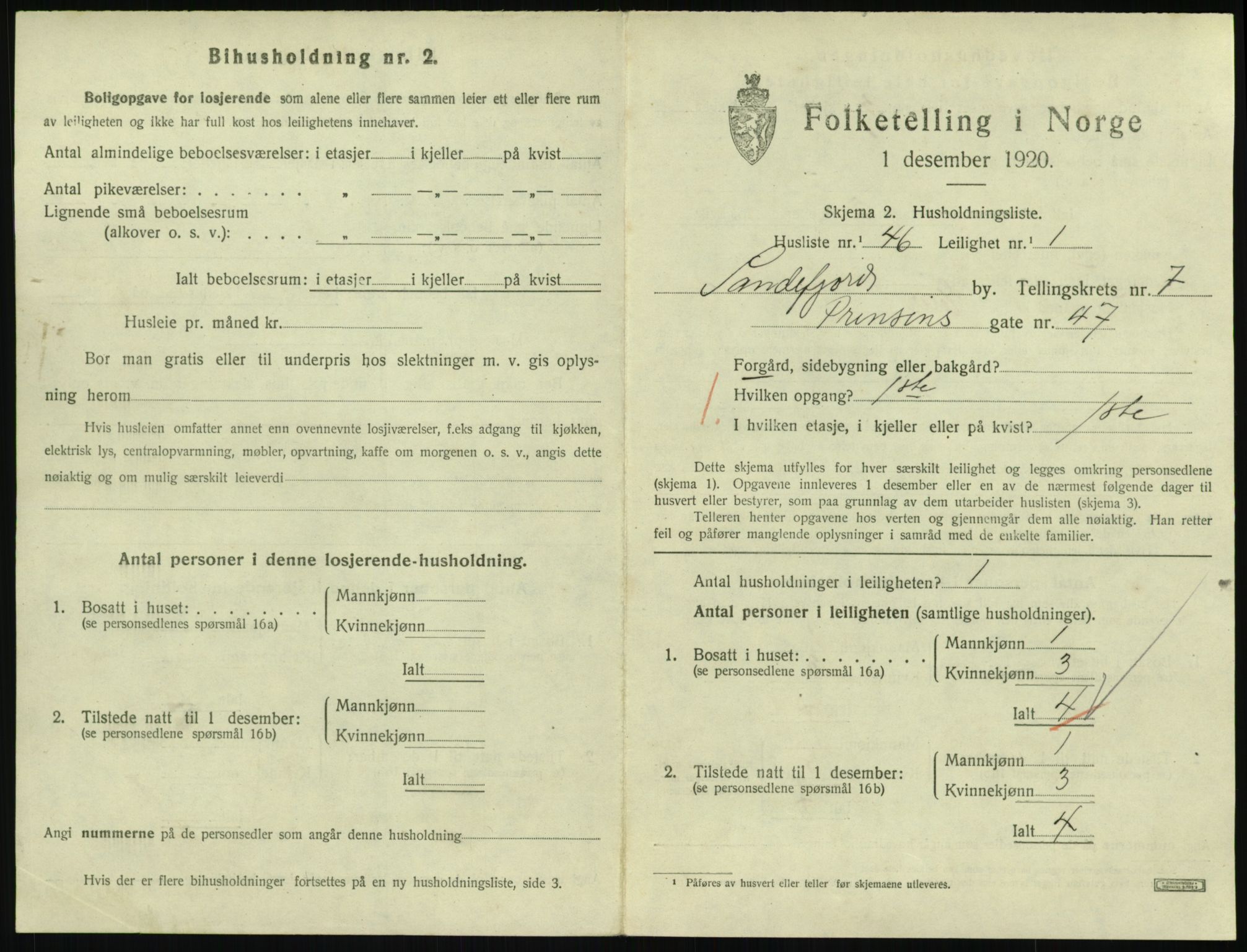 SAKO, 1920 census for Sandefjord, 1920, p. 3176